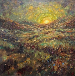 "Speranza" - Paesaggio impressionista astratto, pittura a olio su tavola gesso