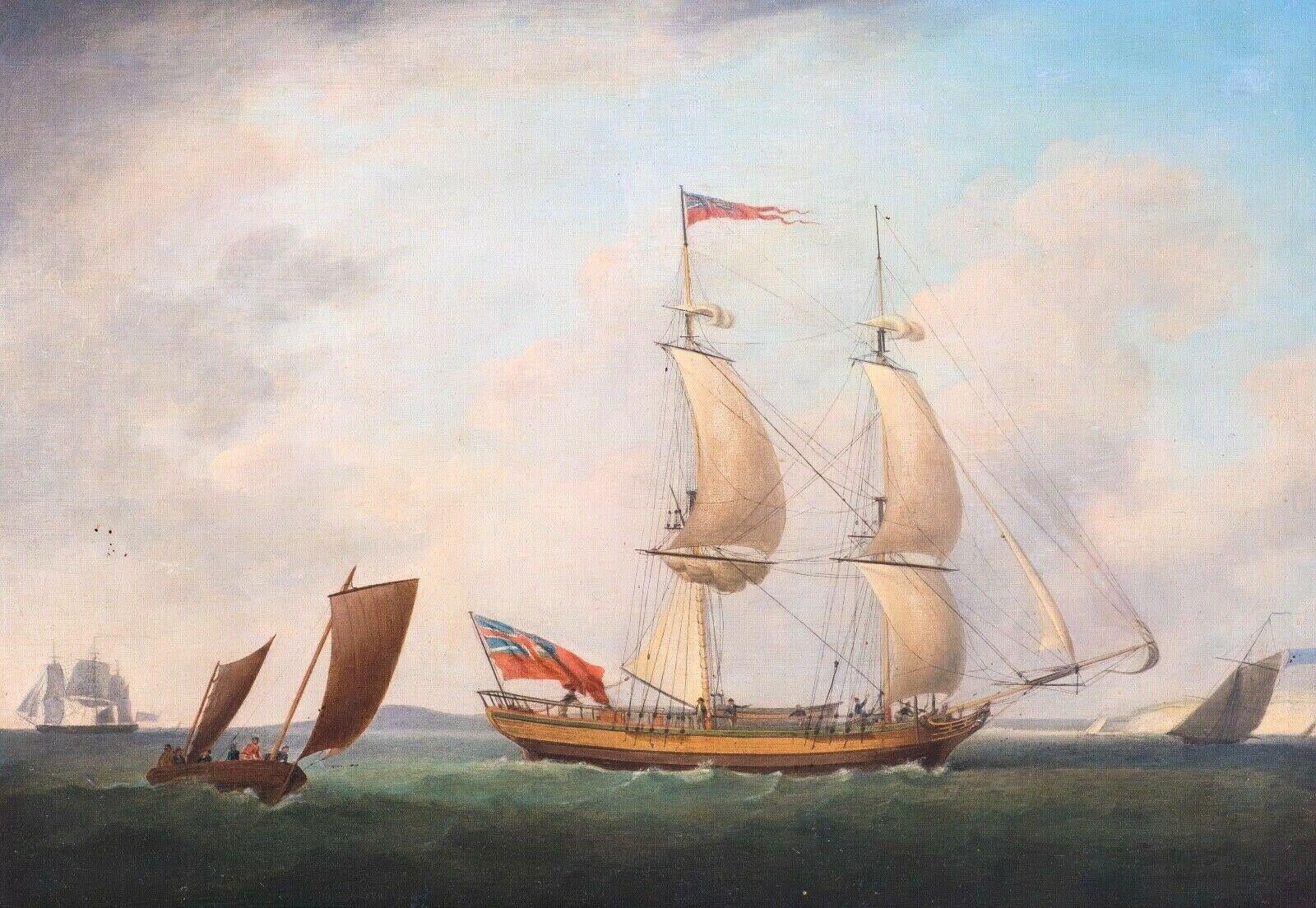 Ships Sailing Off The Coast, 18th Century - Painting by Dominic Serres
