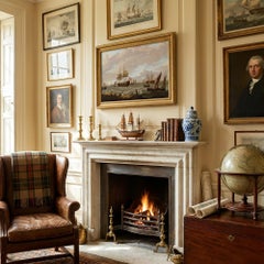 Mid-18thC English School Marine Oil Painting With Two British Men-o’-War Ships