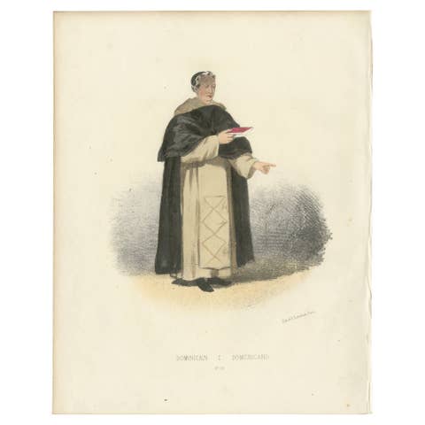 Dominican Friar: A Portrait of Scholarly Devotion and Preaching, 1862 Lithograph