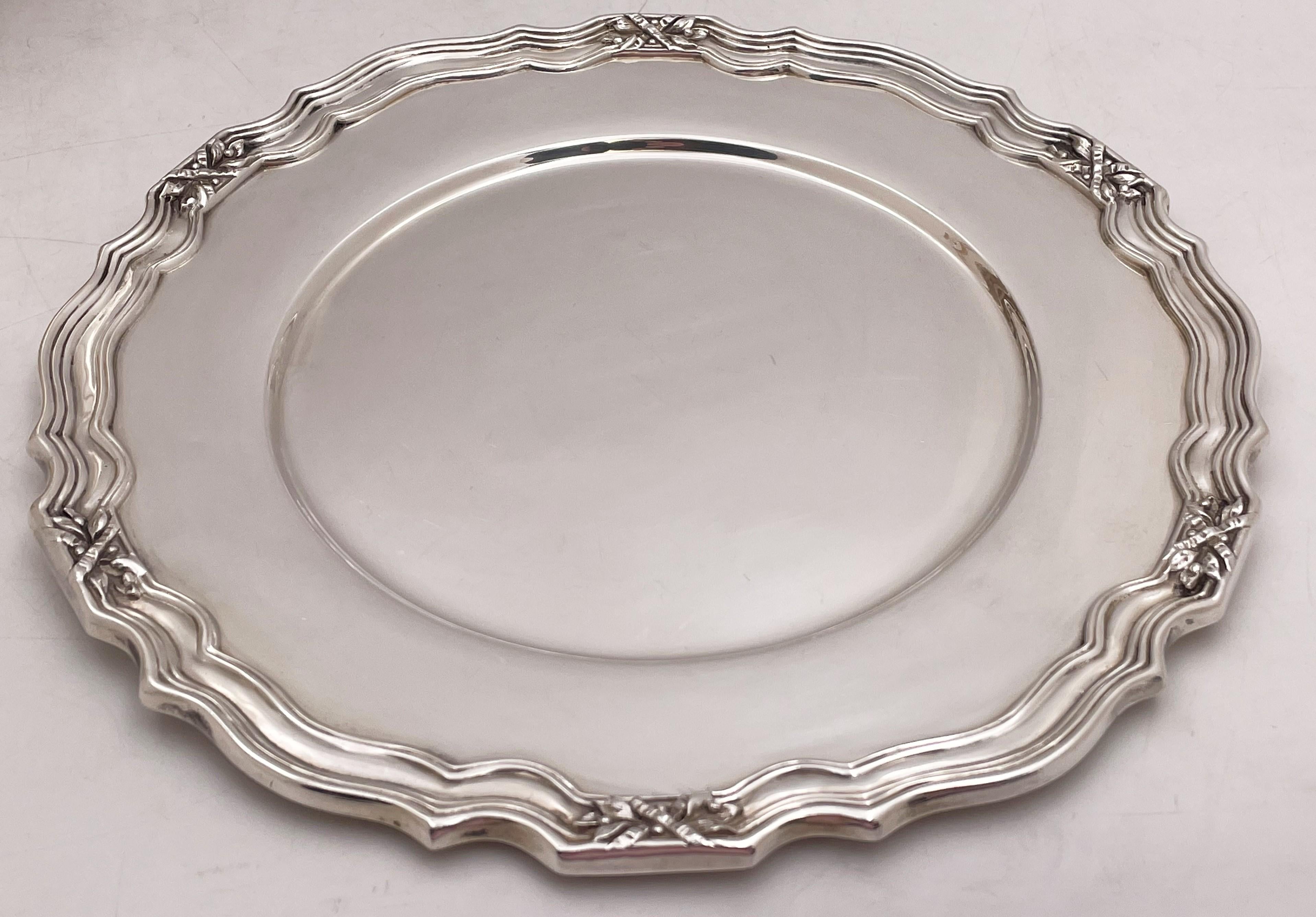 American Dominick & Haff 1907 Set of 12 Sterling Silver Dinner Plates/ Chargers For Sale