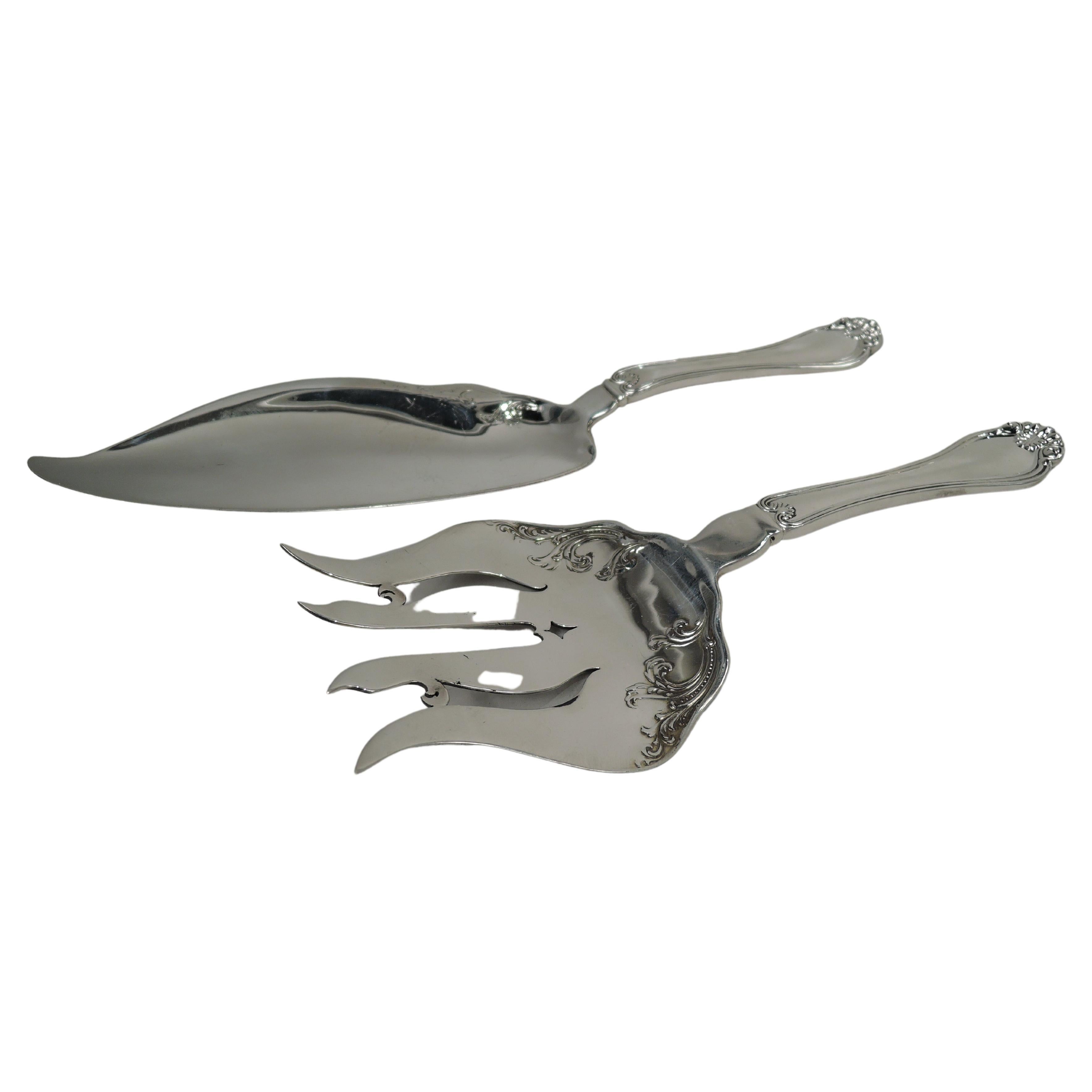 Dominick & Haff Century American Sterling Silver Fish Serving Pair For Sale