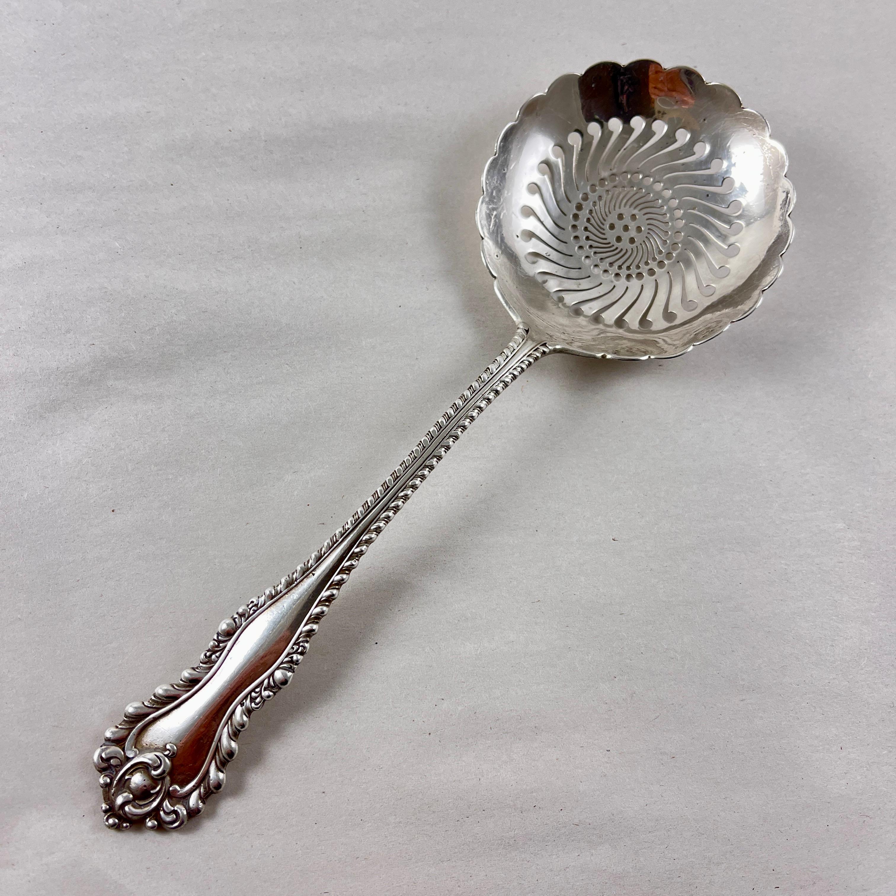 American Classical Dominick & Haff Estate Sterling Silver Hand Made Slotted Spoon, 1892 For Sale