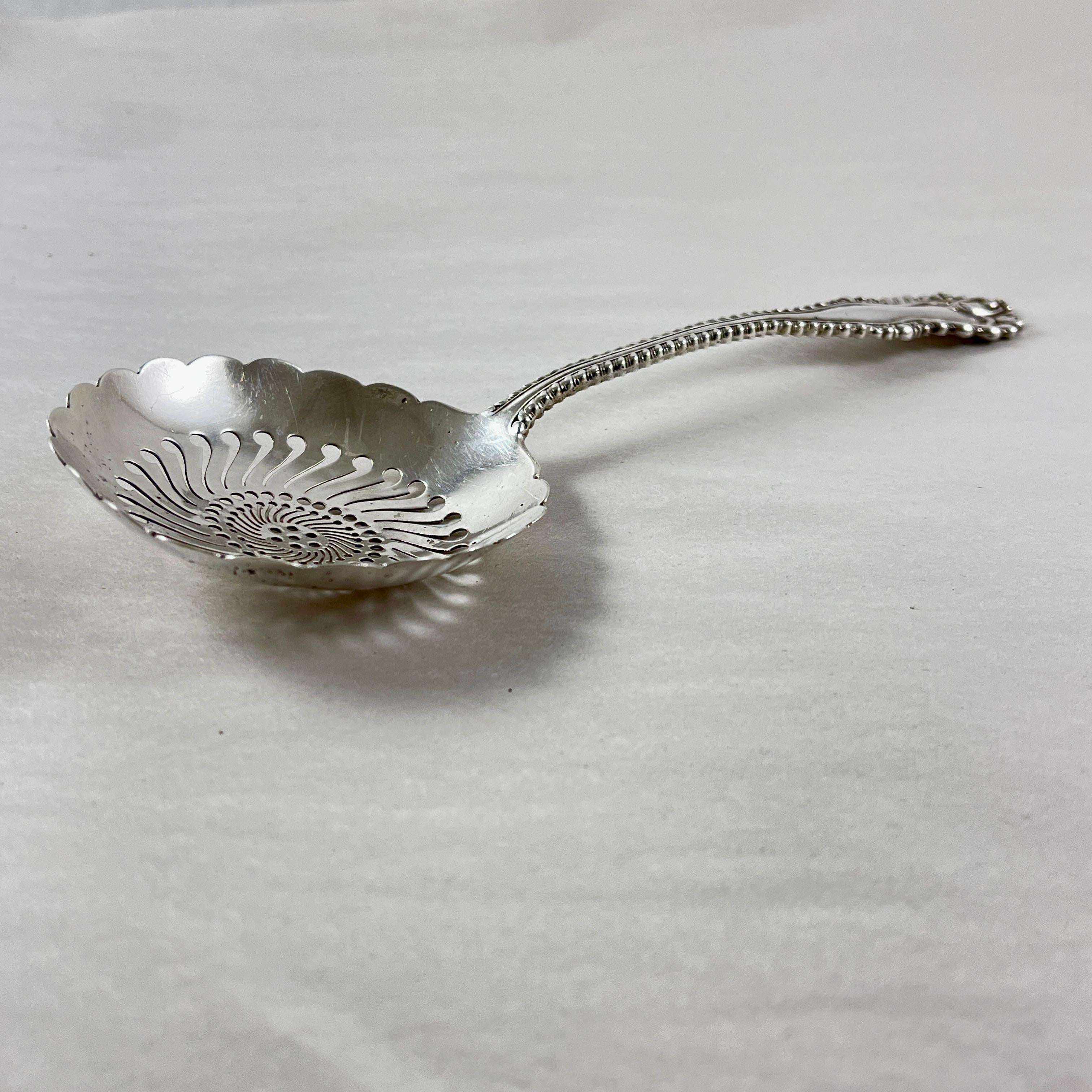 Metalwork Dominick & Haff Estate Sterling Silver Hand Made Slotted Spoon, 1892 For Sale