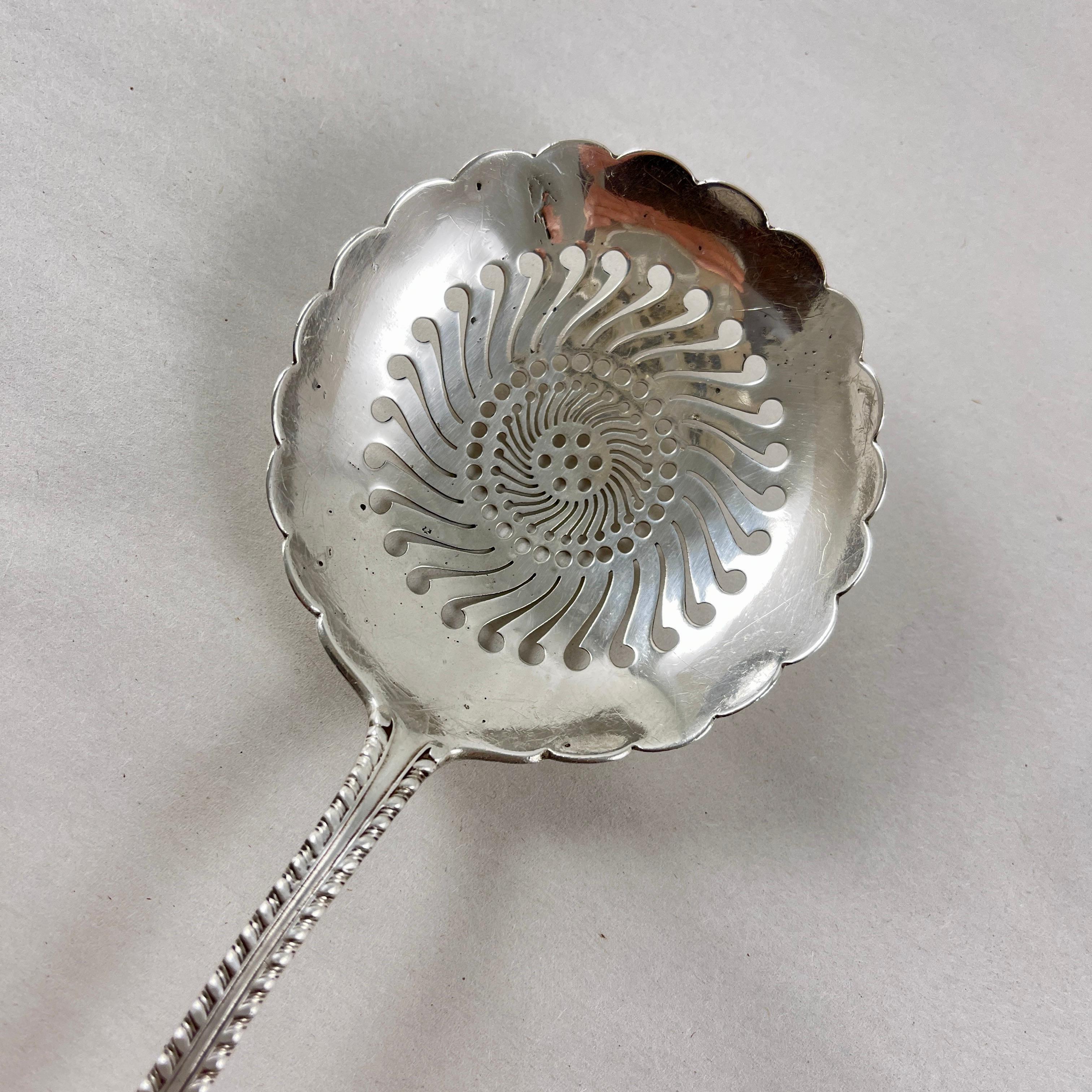 19th Century Dominick & Haff Estate Sterling Silver Hand Made Slotted Spoon, 1892 For Sale