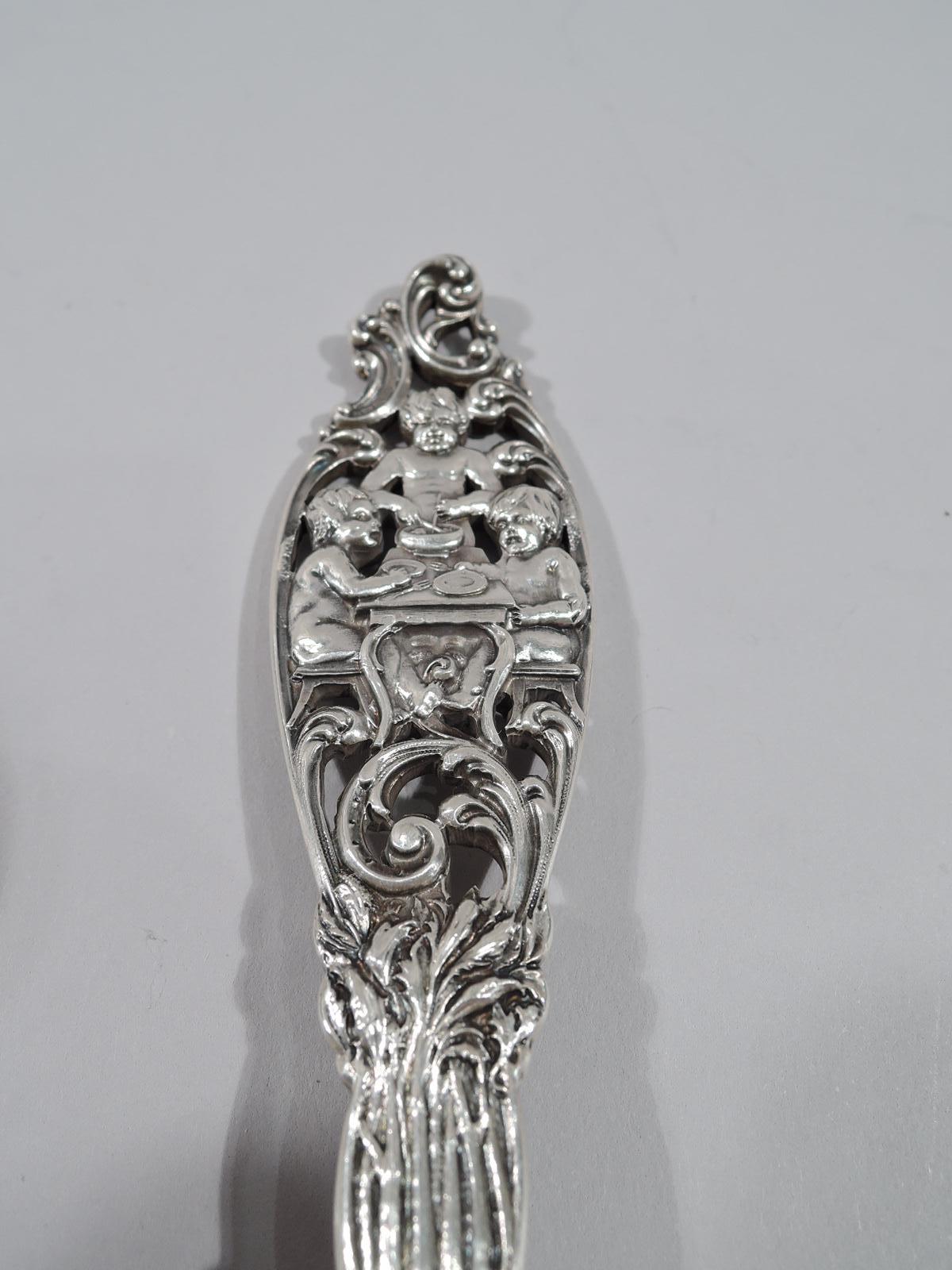 Rococo Revival Dominick & Haff Labors of Cupid Sterling Silver Salad Serving Pair