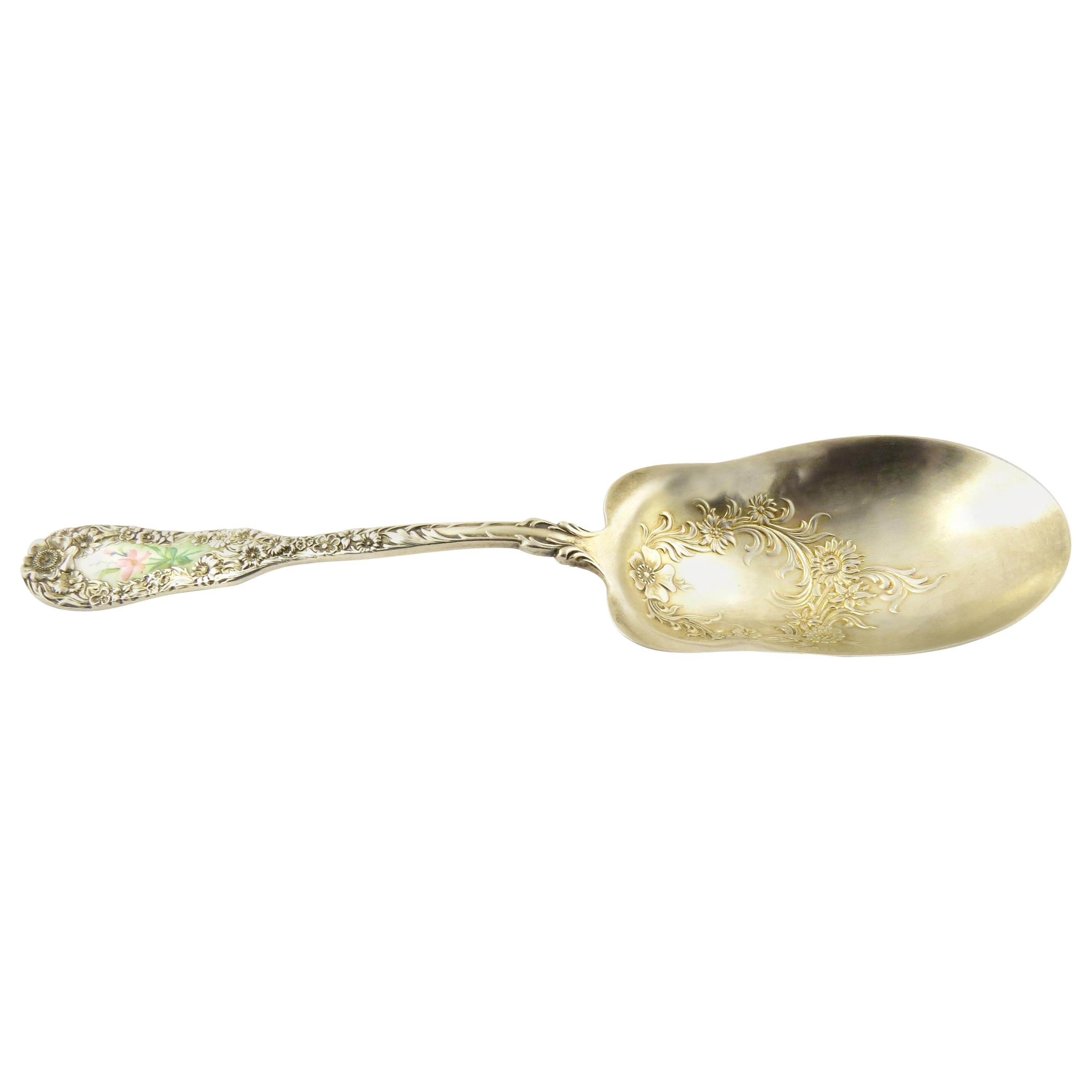 Dominick & Haff No.10 Sterling Silver Enameled Gilt Small Berry Spoon