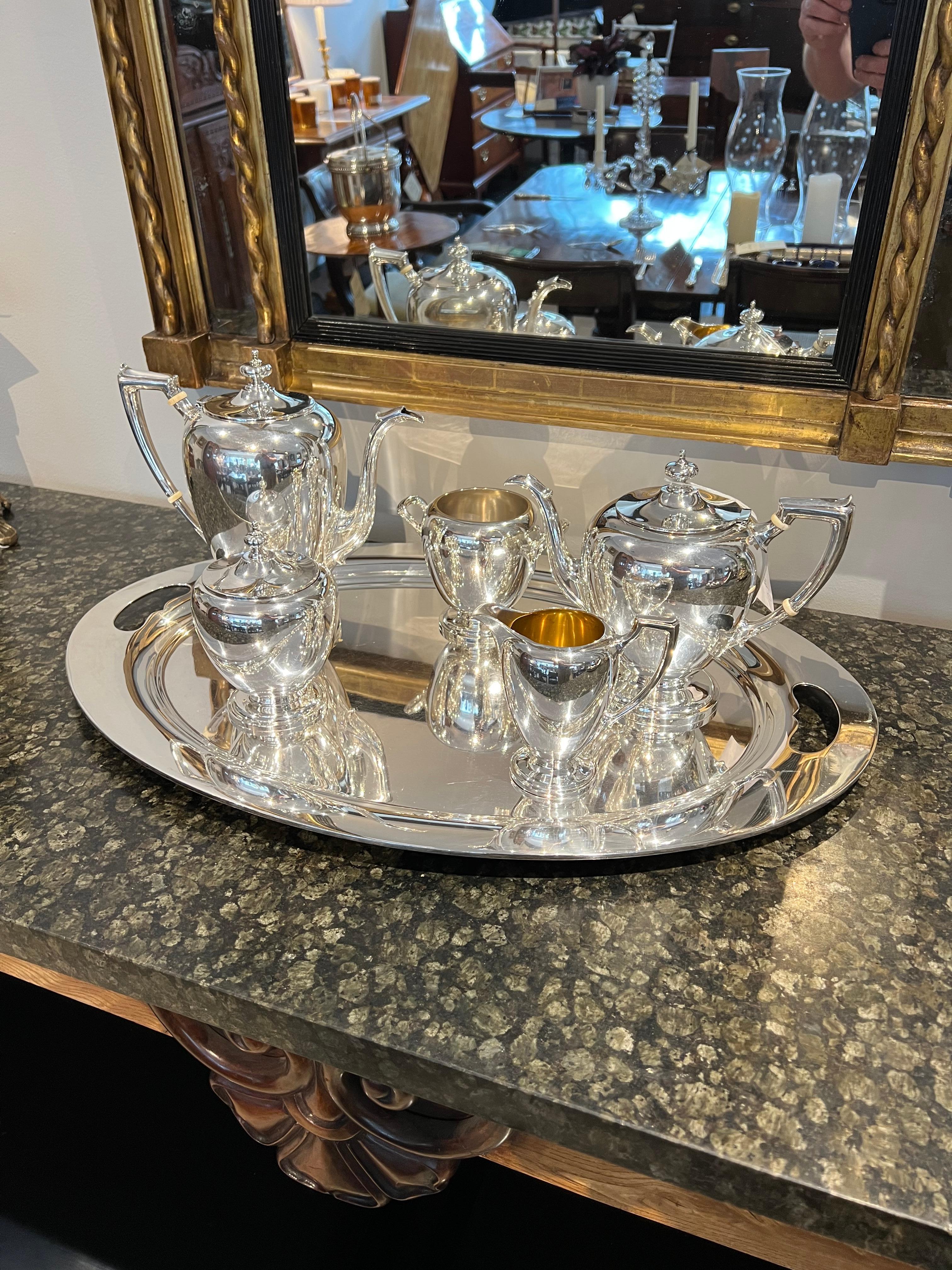 19th Century Dominick & Haff Sterling Silver Coffee And Tea Service with Tray circa 1895