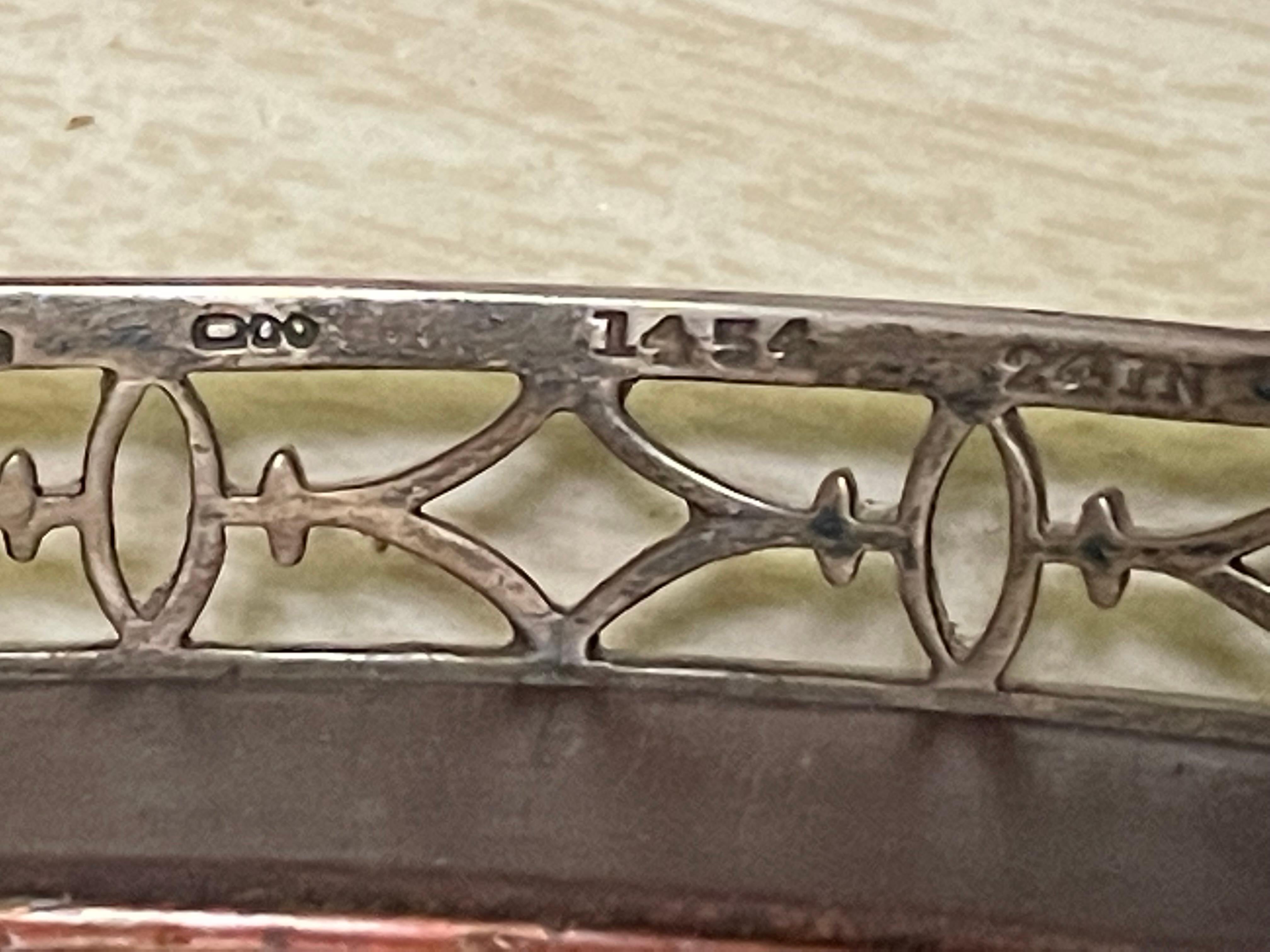 Dominick & Haff Sterling Silver Galleried Mahogany Wood 24
