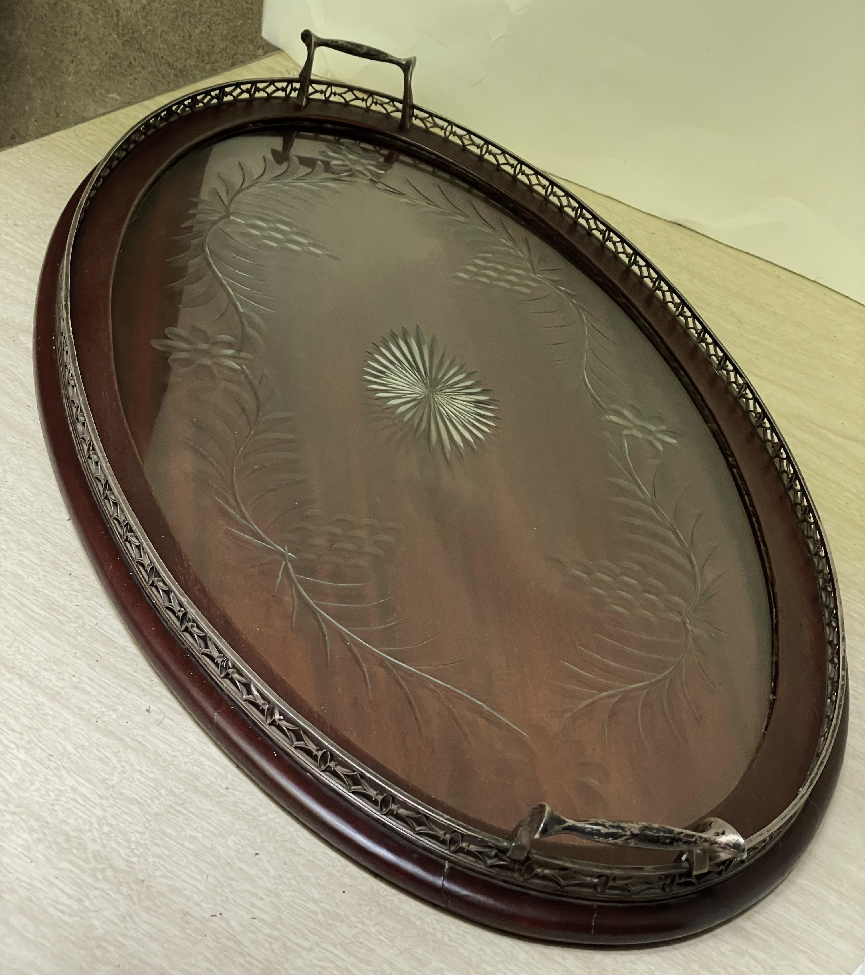 20th Century Dominick & Haff Sterling Silver Galleried Mahogany Wood 24