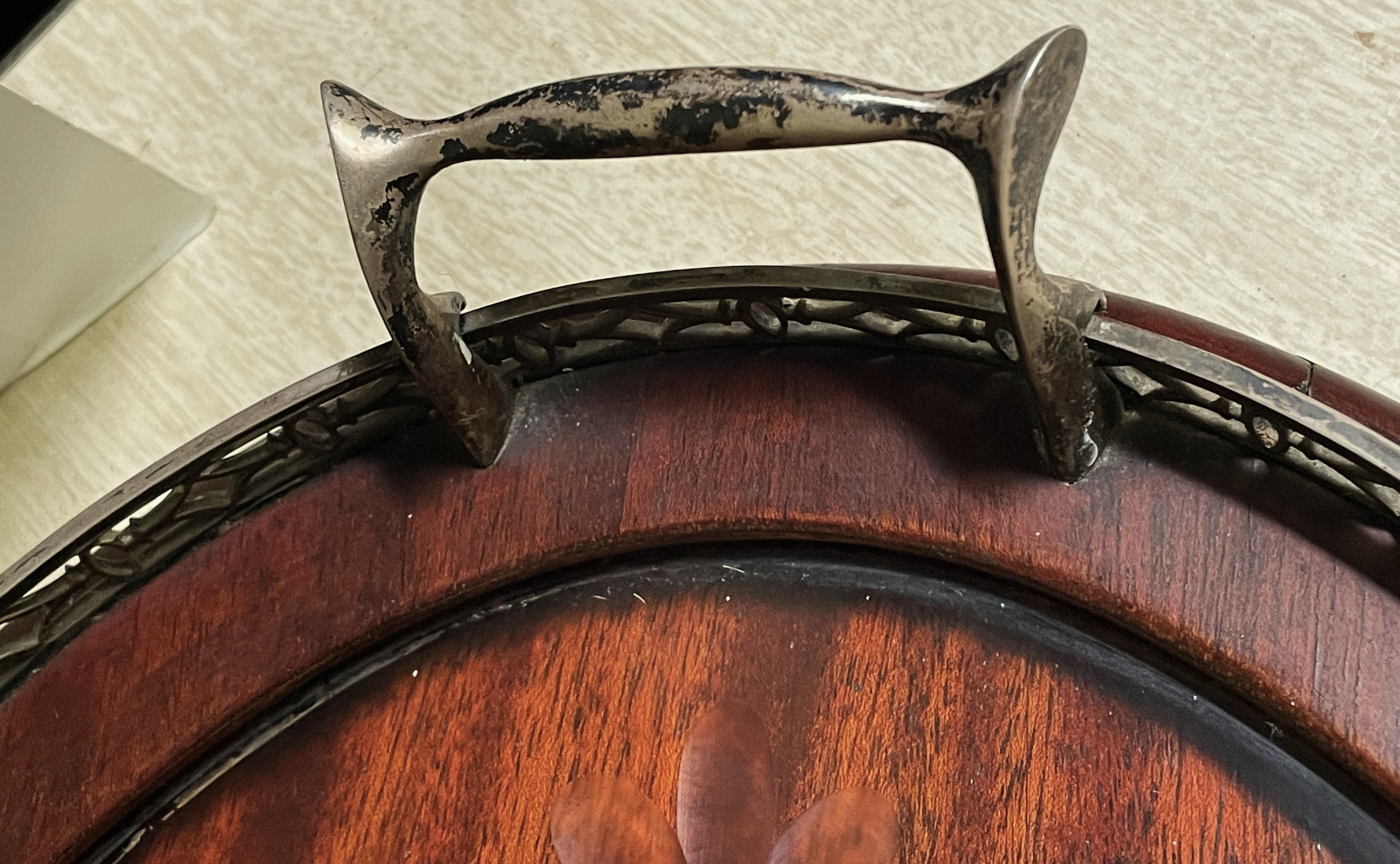 Dominick & Haff Sterling Silver Galleried Mahogany Wood 24