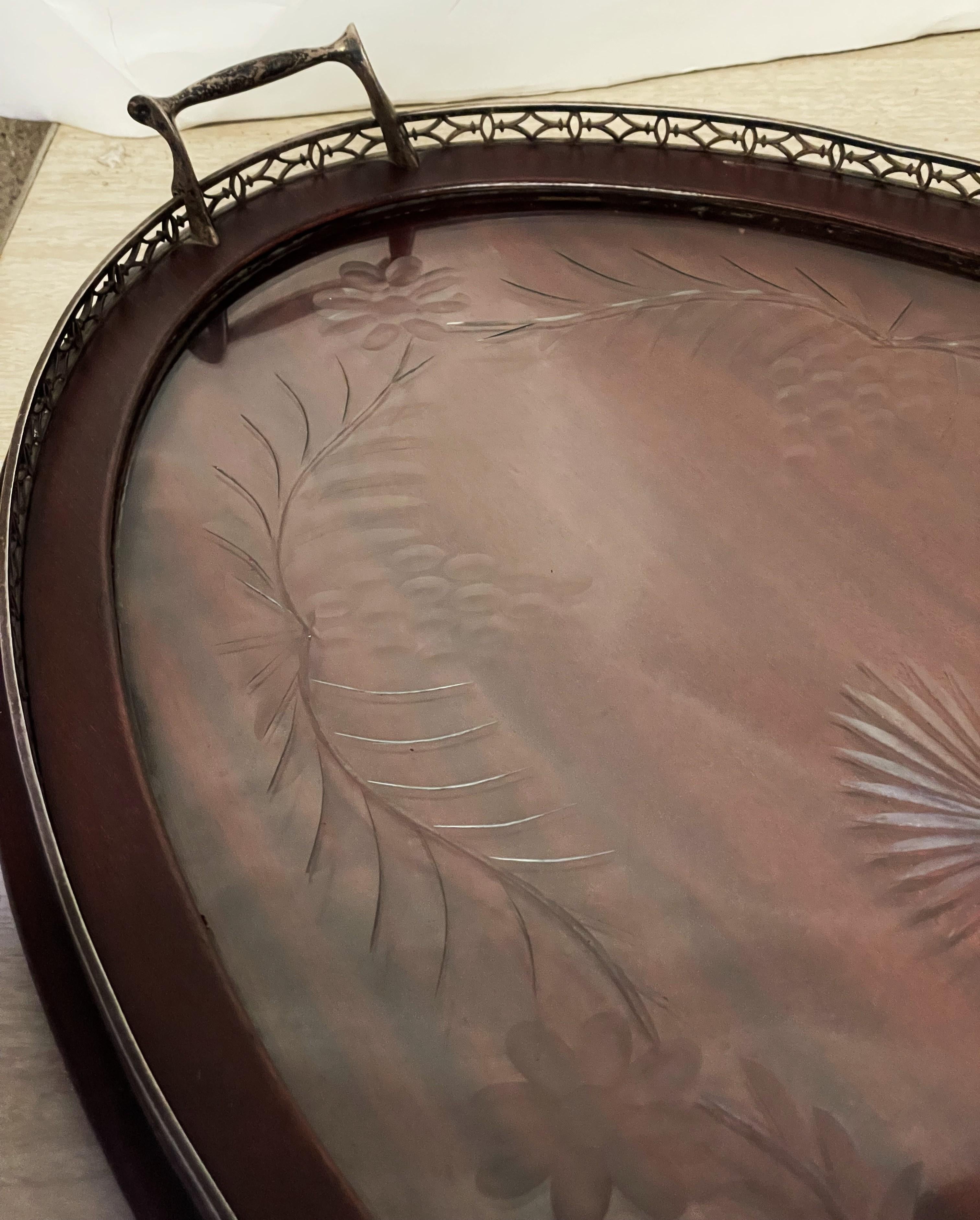 Dominick & Haff Sterling Silver Galleried Mahogany Wood 24