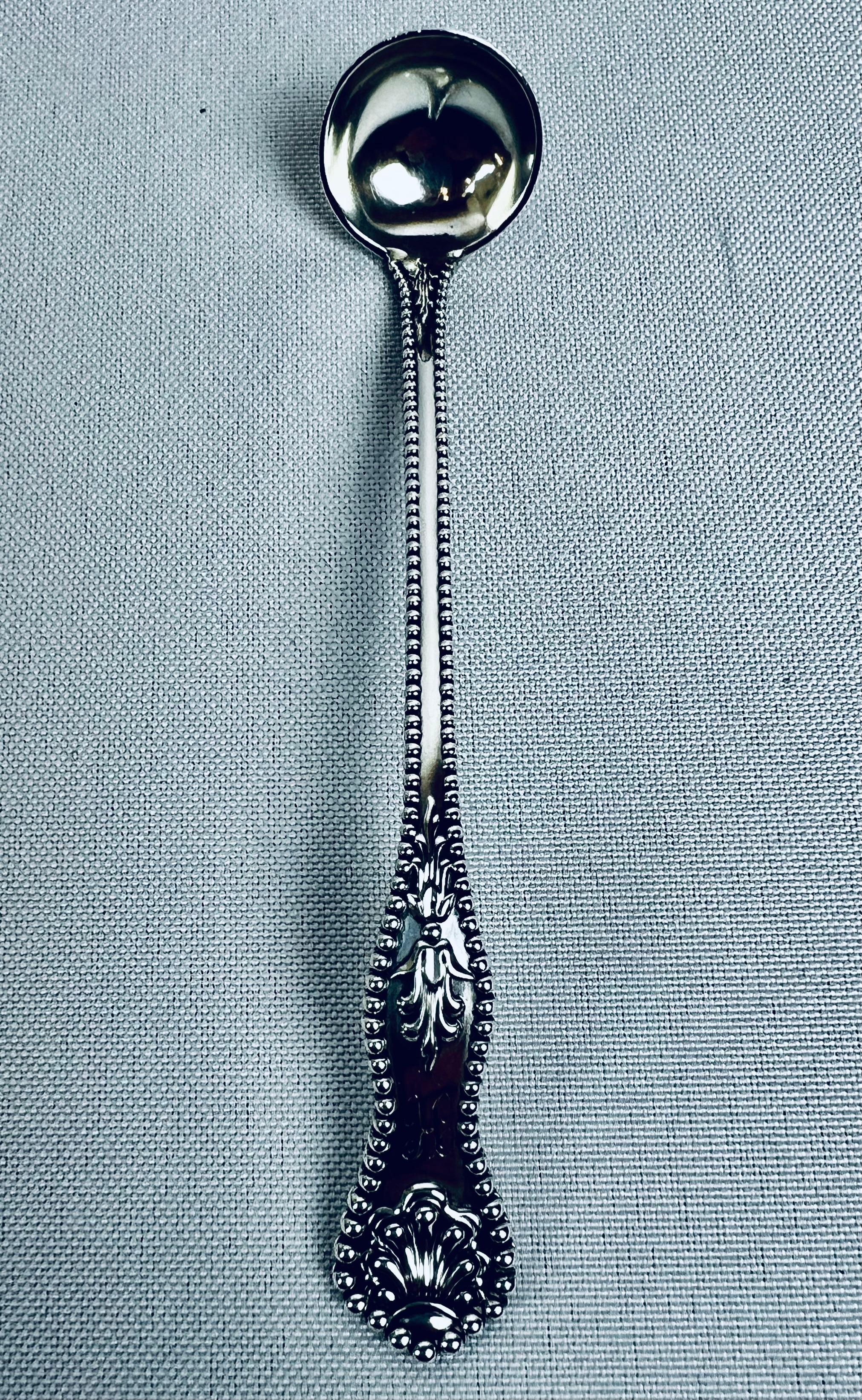 Fatto a mano Dominick & Haff Mestolo in argento SterlingCondimento/Mestolo di senape in vendita