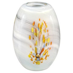 Vase américain en verre d'art d'atelier, signé et daté de 1973, par Dominick Labino