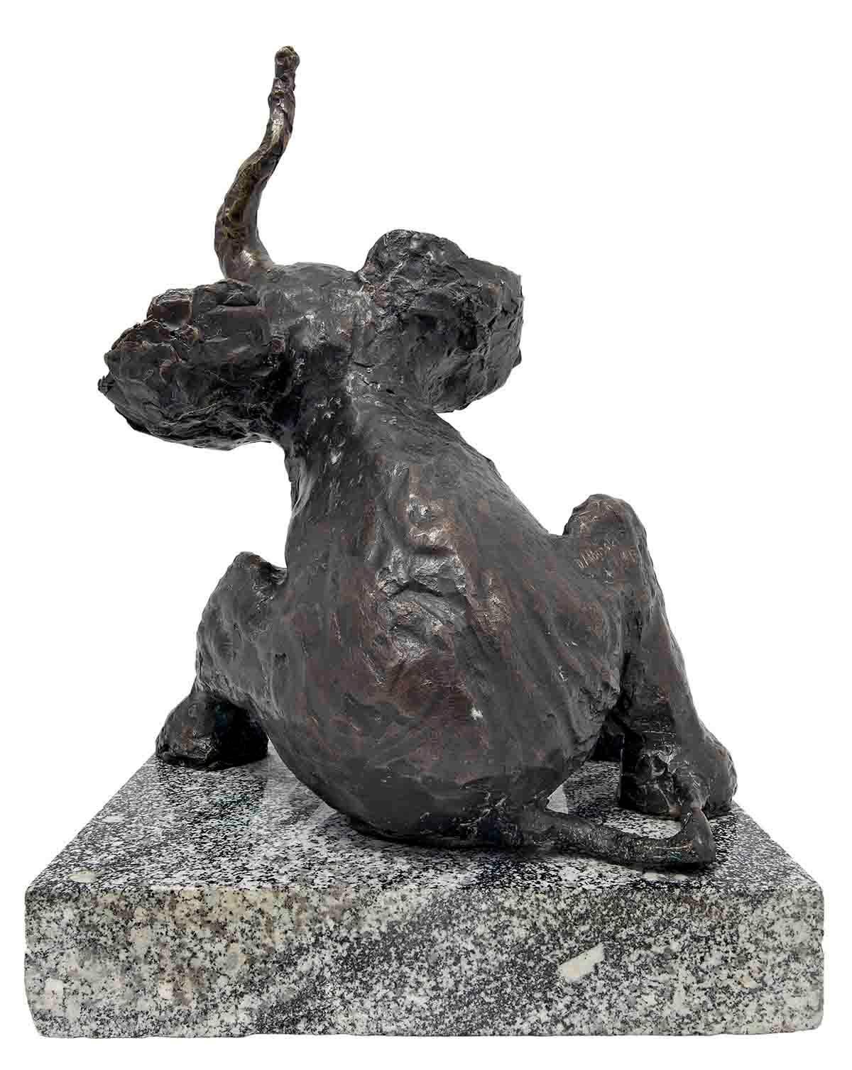 Polish Expressionist Modernist Elephant at Play Bronze, Granite Animal Sculpture - Gold Figurative Sculpture by Dominik Albinski