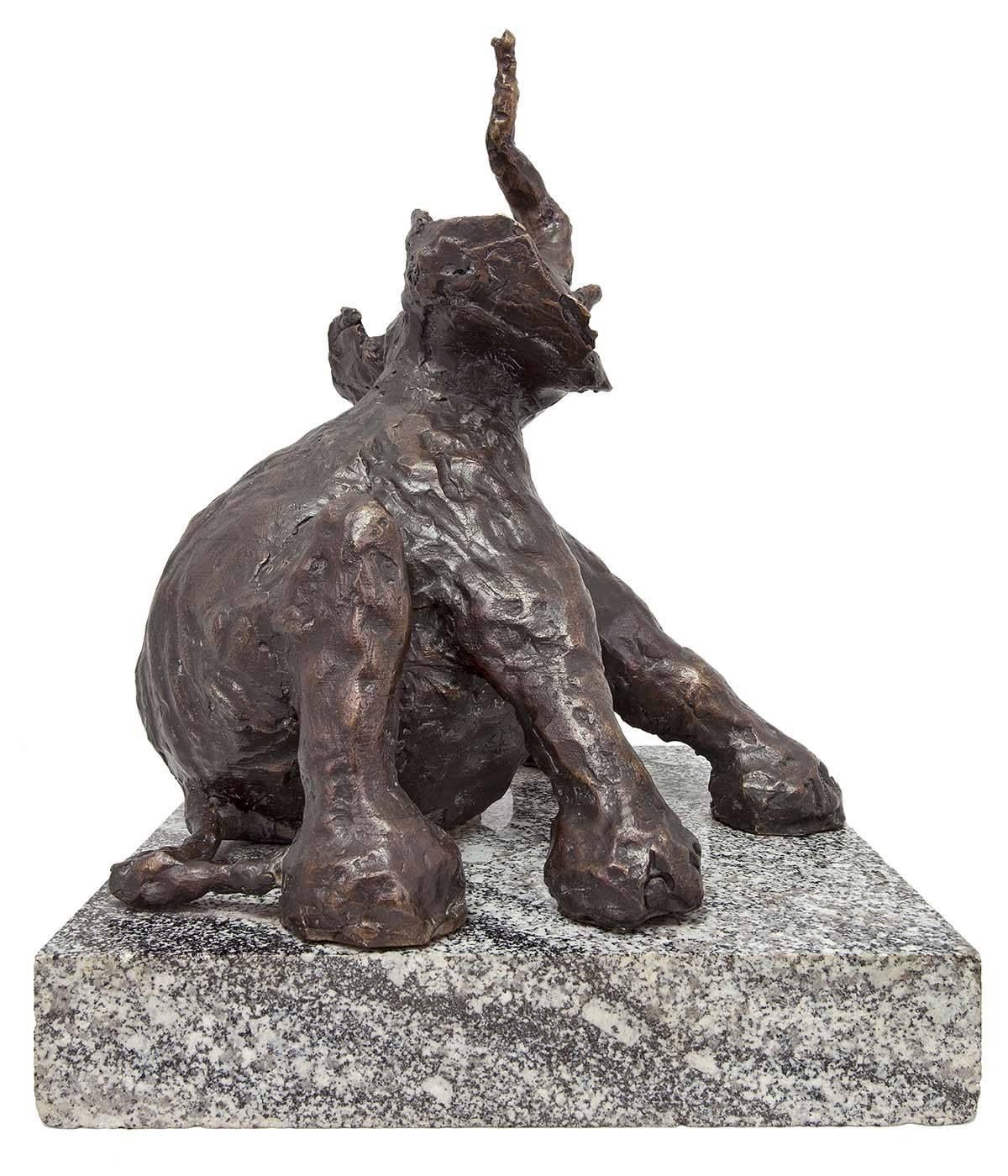 Polish Expressionist Modernist Elephant at Play Bronze, Granite Animal Sculpture 2