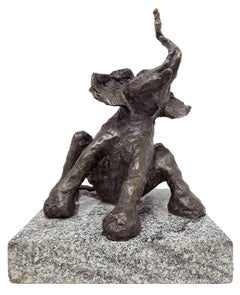 Polish Expressionist Modernist Elephant at Play Bronze, Granite Animal Sculpture