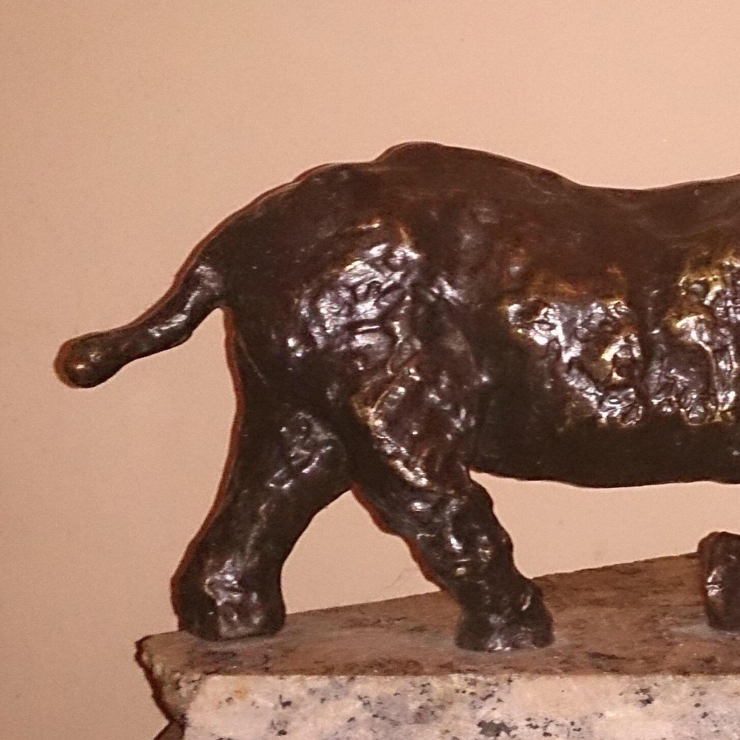 Polnische modernistische expressionistische Rhinoceros-Skulptur aus Rhino Bronze – Sculpture von Dominik Albinski