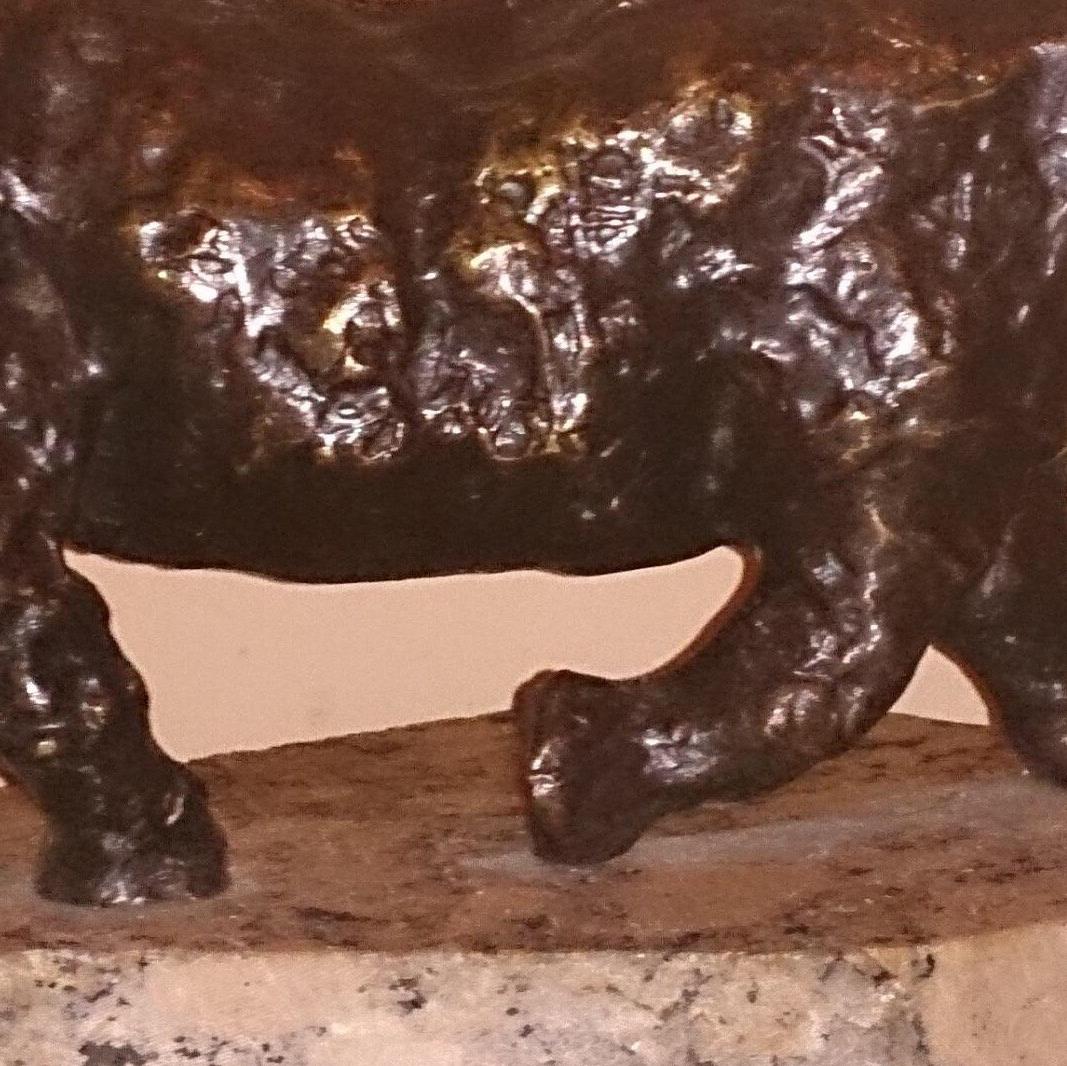 Polish Modernist Charging Rhino Bronze Expressionist Rhinoceros Sculpture For Sale 2