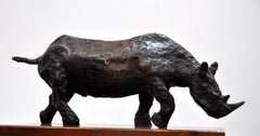 Polnische modernistische expressionistische Rhinoceros-Skulptur aus Rhino Bronze