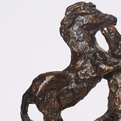 Polish Modernist Prancing Horses Bronze Expressionist Art Sculpture