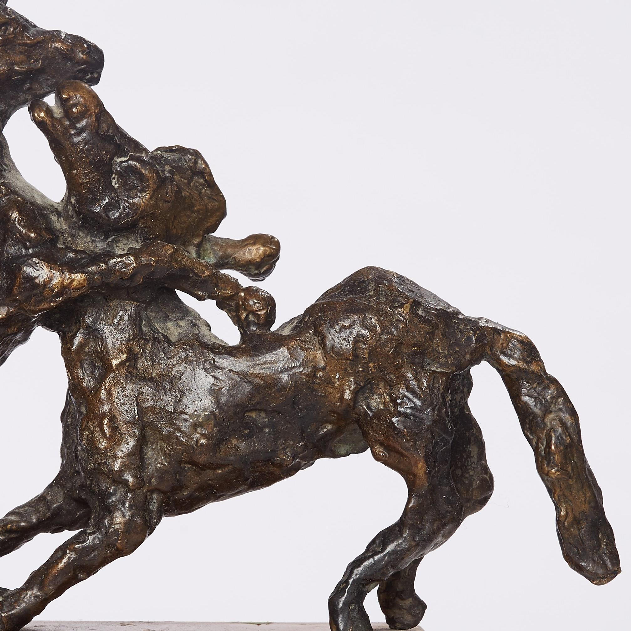 Polish Modernist Prancing Horses Bronze Expressionist Art Sculpture For Sale 1
