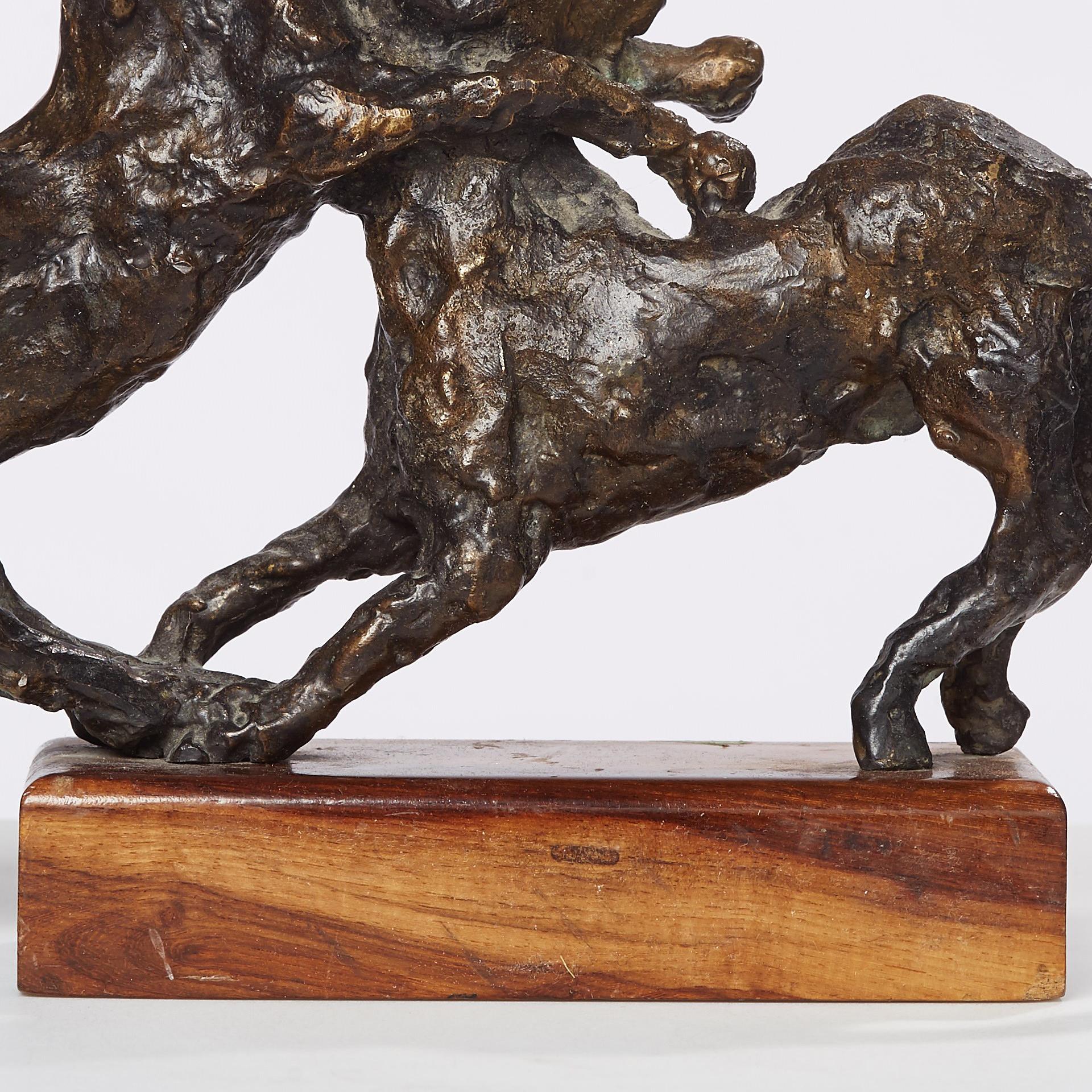 Polish Modernist Prancing Horses Bronze Expressionist Art Sculpture For Sale 2