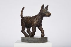 Polish Modernist PUPPY DOG Bronze Expressionist Art Sculpture