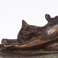 Scultura espressionista in bronzo CAT di un modernista polacco