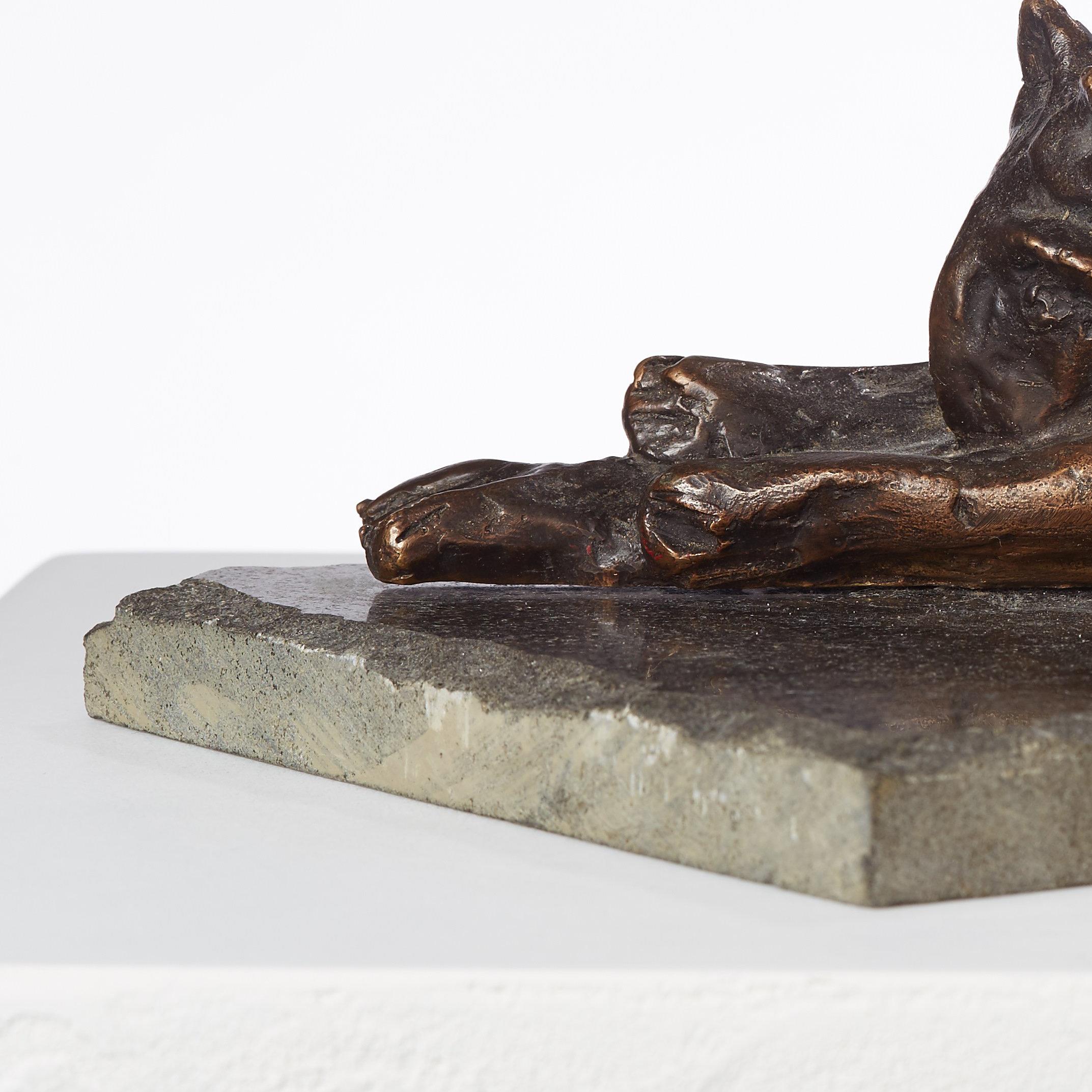 Polish Modernist Stretching CAT Bronze Expressionist Art Sculpture For Sale 2