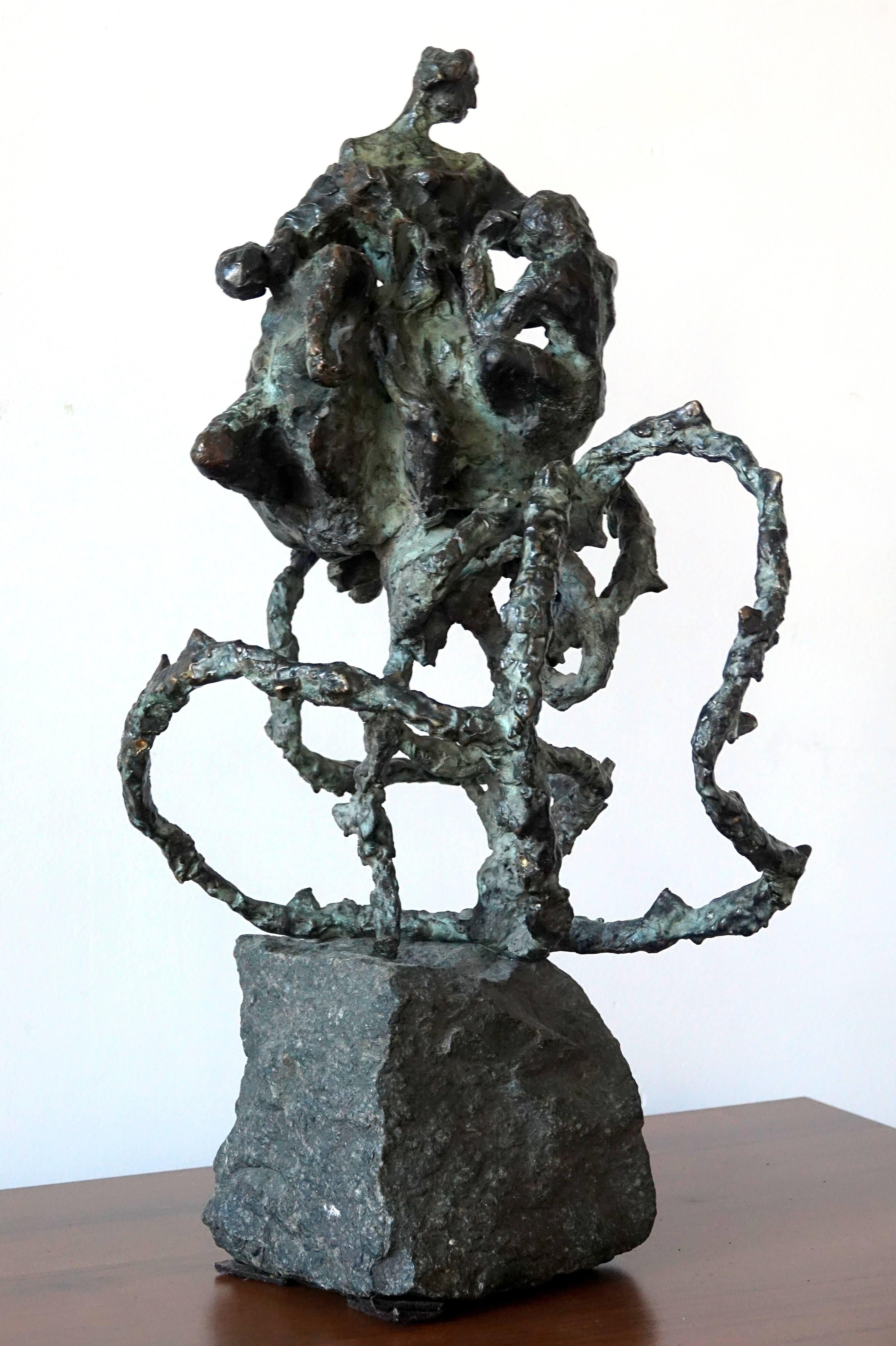 Polish-South African Modernist Bronze "The Rose" Expressionist Sculpture