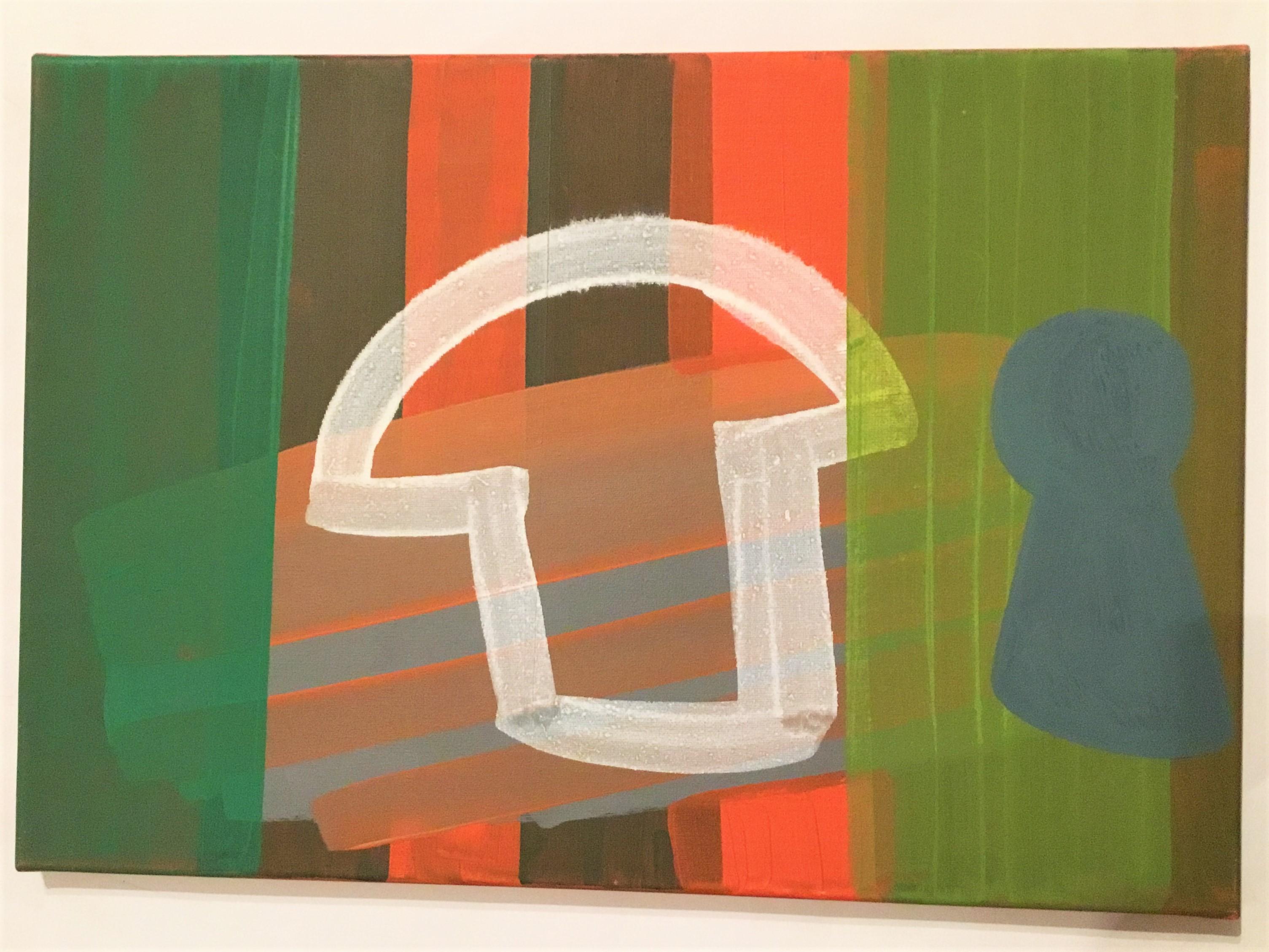 Alians Of Signs 3 , Moderne farbenfrohe Komposition, großformatiges Ölgemälde (Grau), Figurative Painting, von Dominika Krechowicz