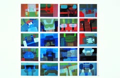 FLAGS 2 -  Modern Abstract Composition, Large Format  Painting - 20 Elements