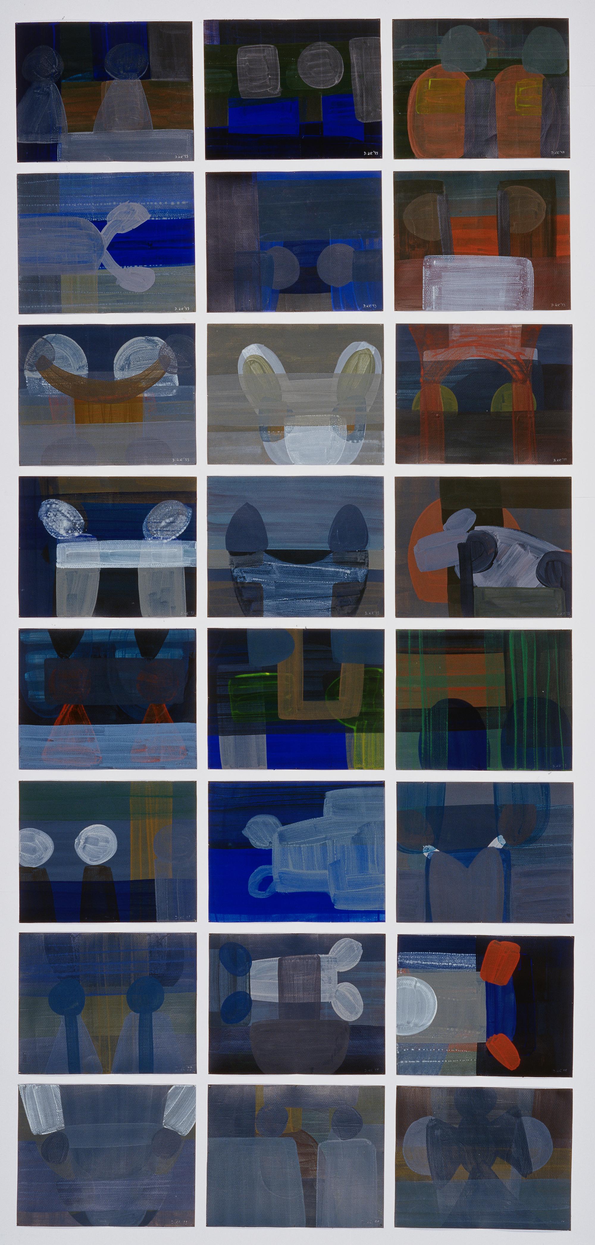 BANDIERE 3 -  Installazione di pittura astratta moderna, formato grande  - 24 Elementi - Painting di Dominika Krechowicz