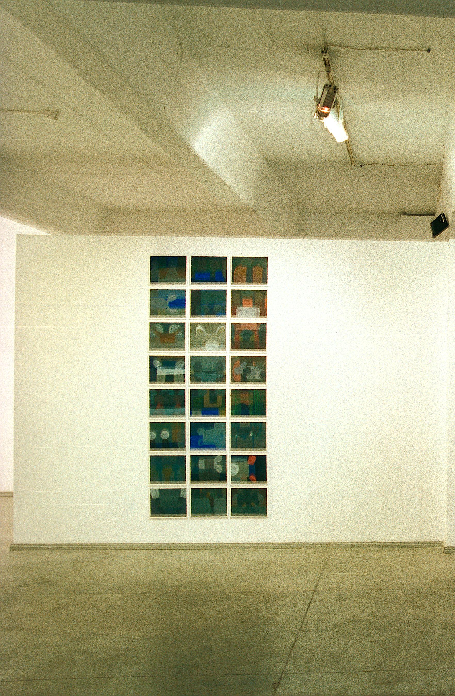 BANDIERE 3 -  Installazione di pittura astratta moderna, formato grande  - 24 Elementi - Abstract Painting Nero di Dominika Krechowicz