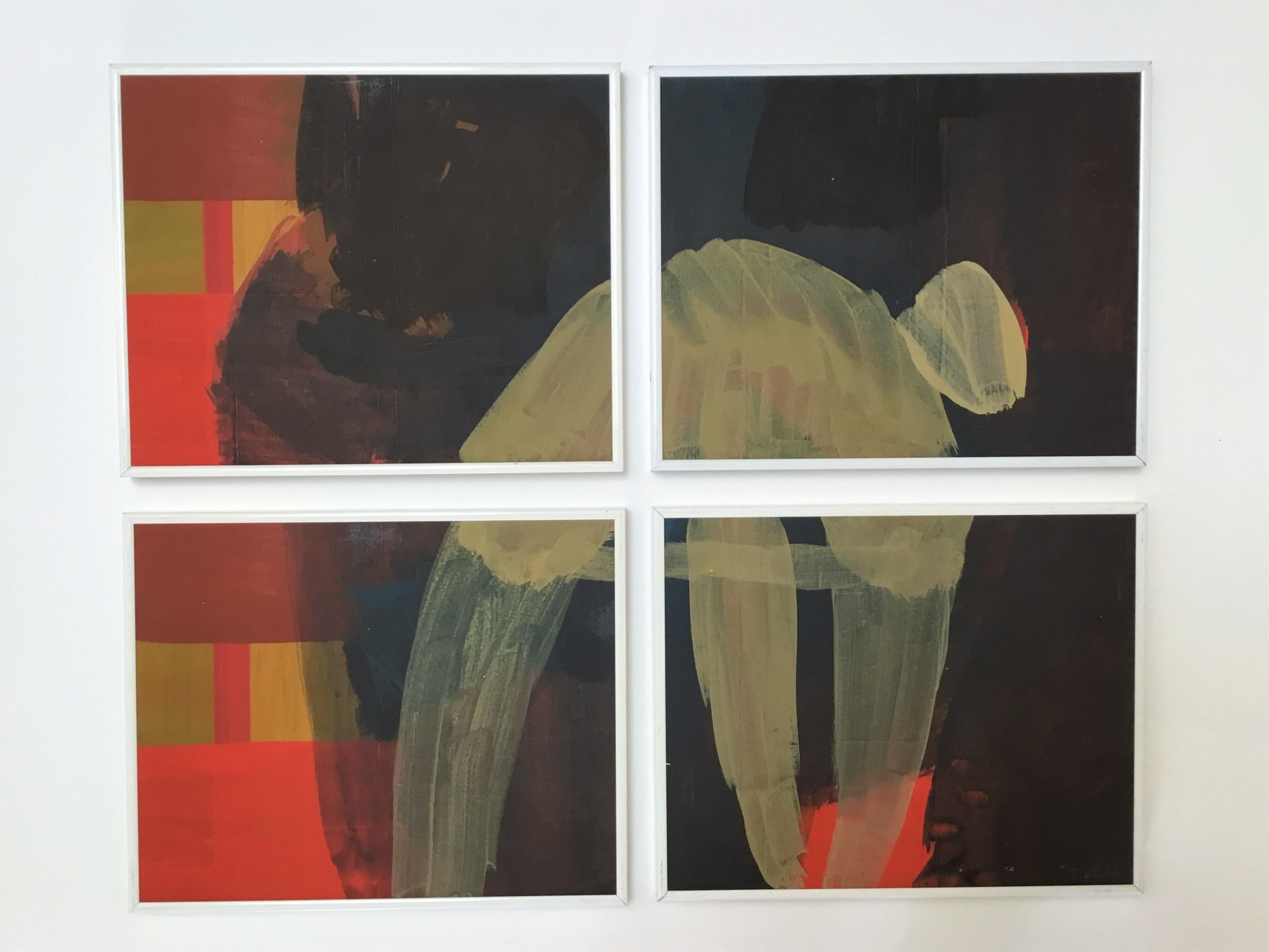 BANDIERE 9 -  Installazione di pittura astratta moderna - 4 elementi - Painting di Dominika Krechowicz