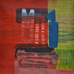 Peinture abstraite contemporaine sans titre 02,  Composition encadrée colorée