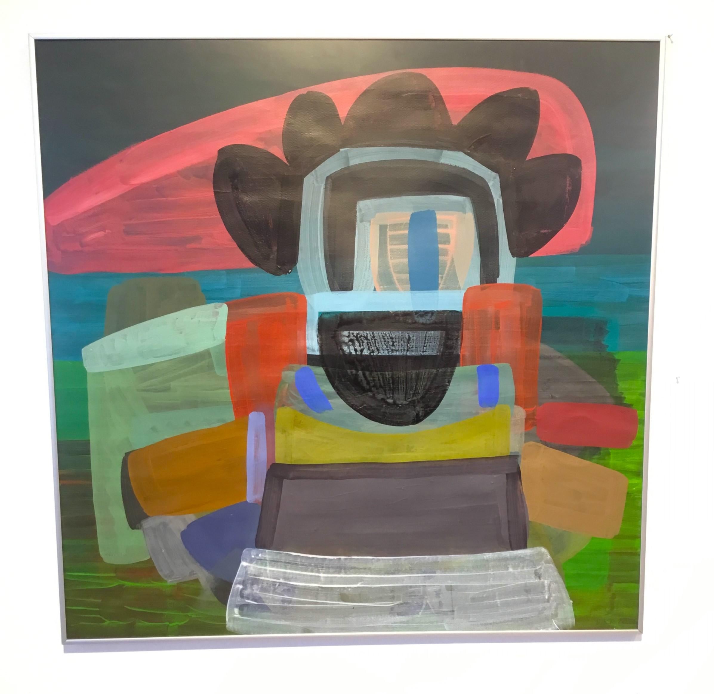 Senza titolo 03 - Pittura astratta contemporanea,  Composizione colorata con cornice - Painting di Dominika Krechowicz