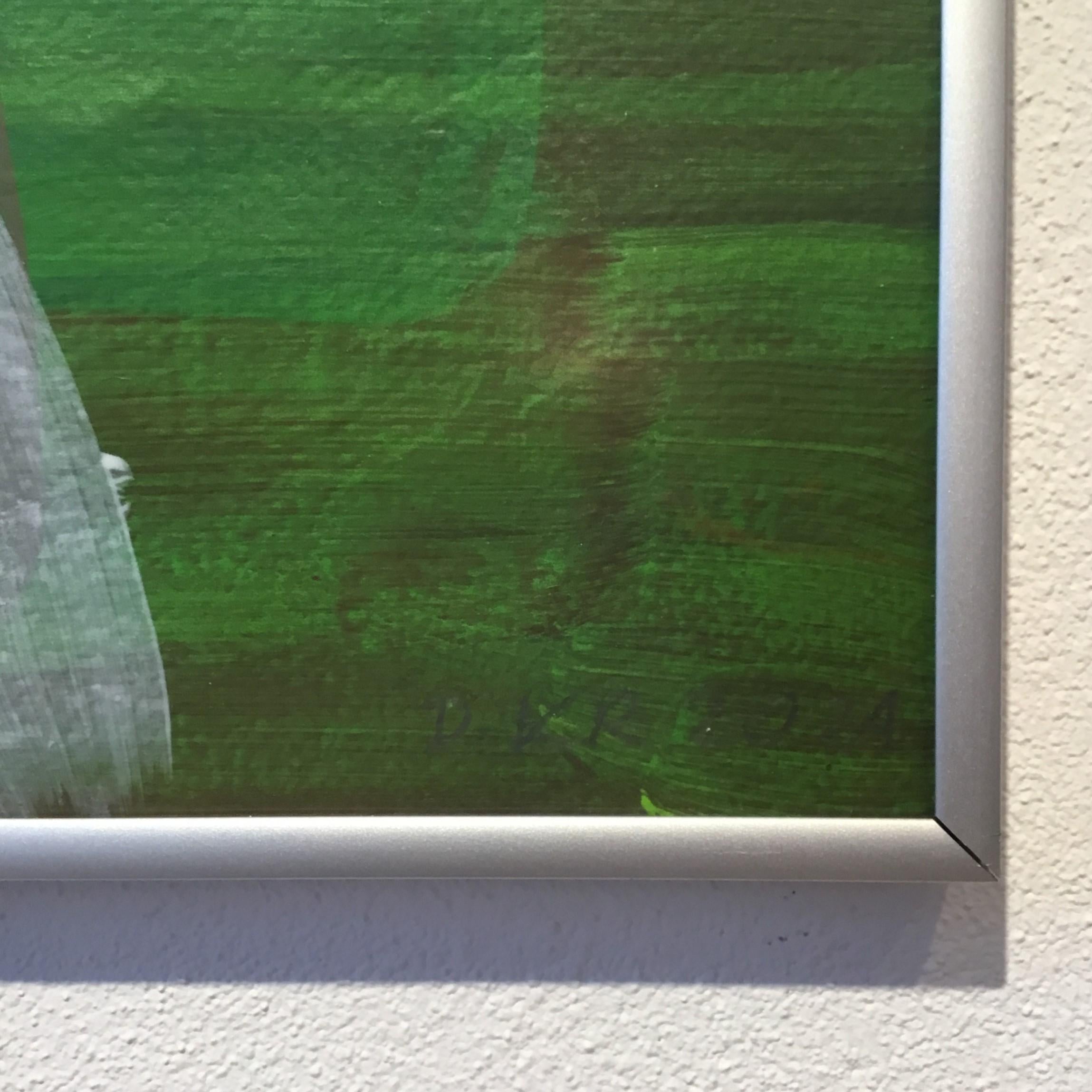 Senza titolo 03 - Pittura astratta contemporanea,  Composizione colorata con cornice - Painting Contemporaneo di Dominika Krechowicz