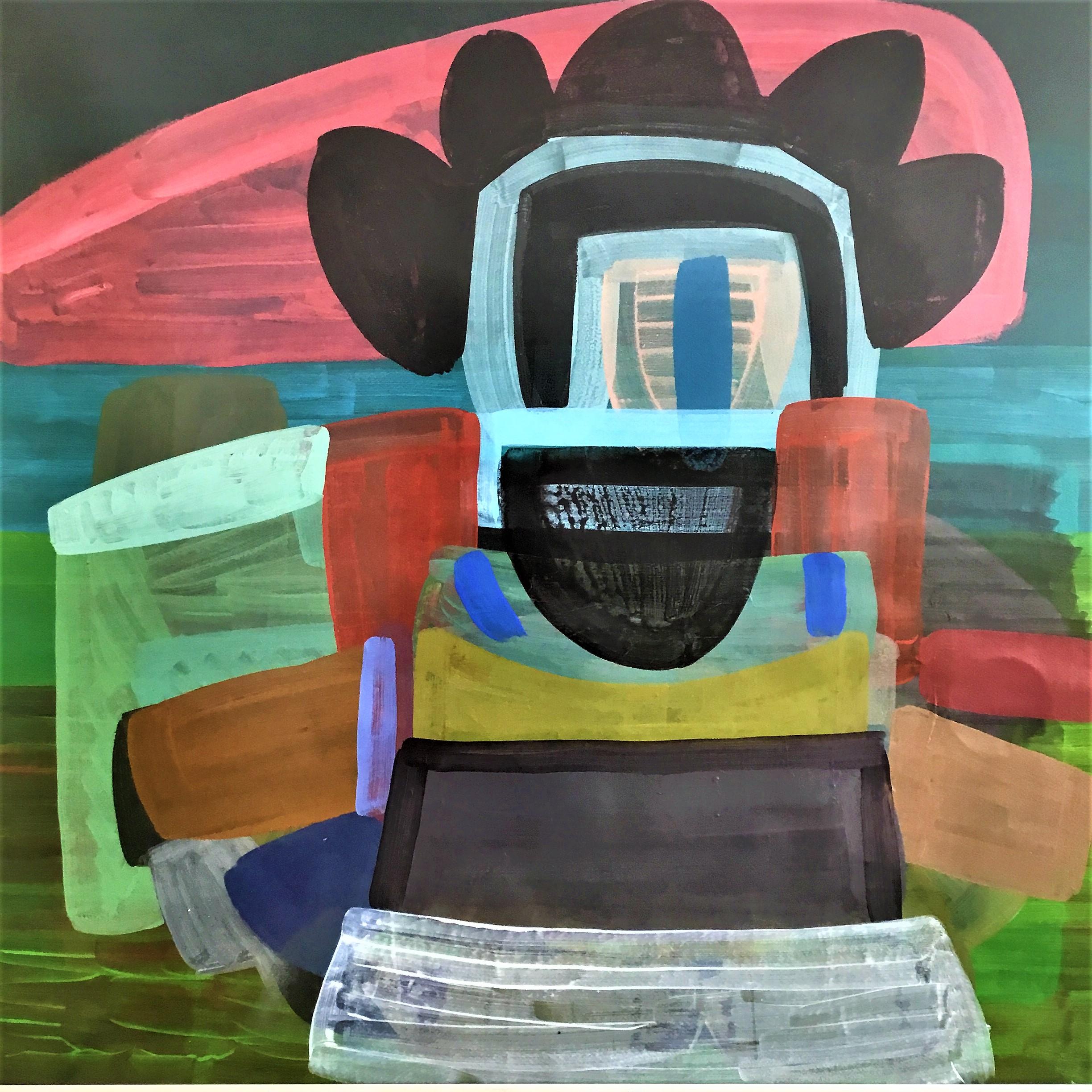 Abstract Painting di Dominika Krechowicz - Senza titolo 03 - Pittura astratta contemporanea,  Composizione colorata con cornice