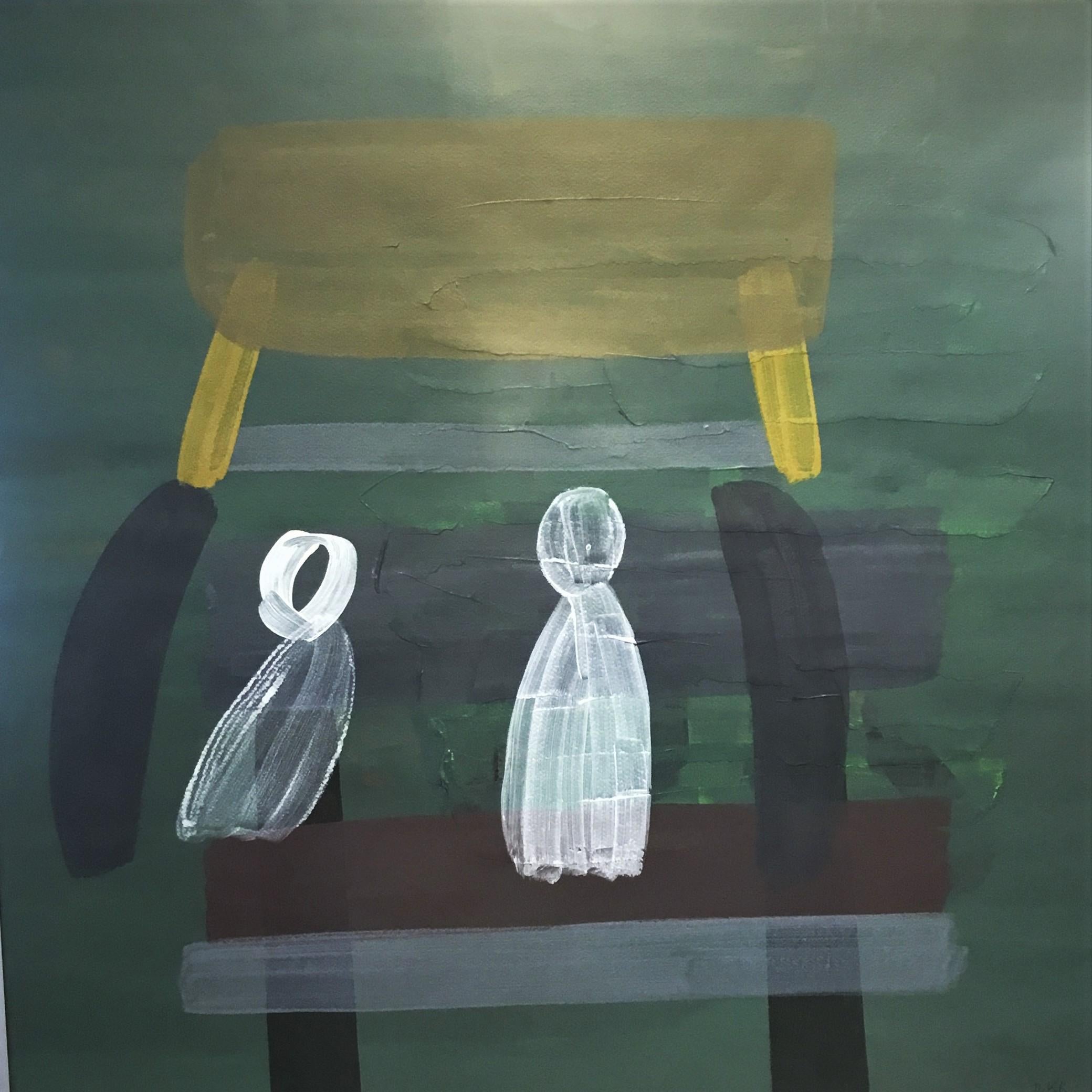 Senza titolo 06 - Pittura astratta contemporanea,  Composizione colorata con cornice