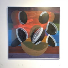 Peinture abstraite contemporaine sans titre 09, Composition encadrée colorée