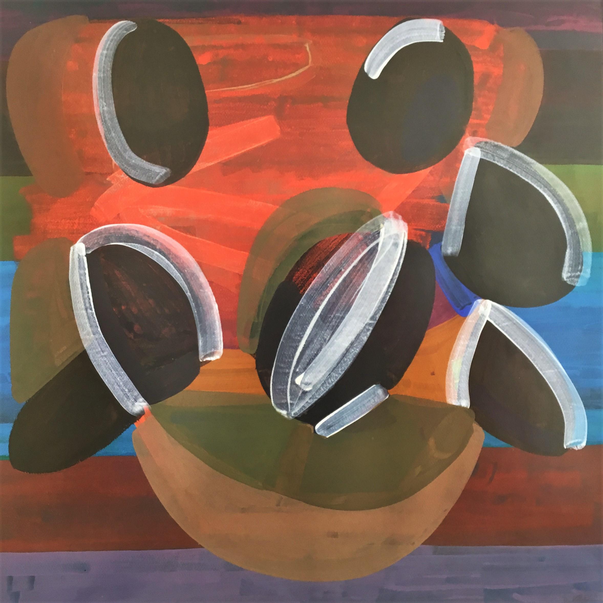 Dominika Krechowicz Abstract Painting – Ohne Titel 09 - Zeitgenössische abstrakte Malerei,  Bunte gerahmte Komposition