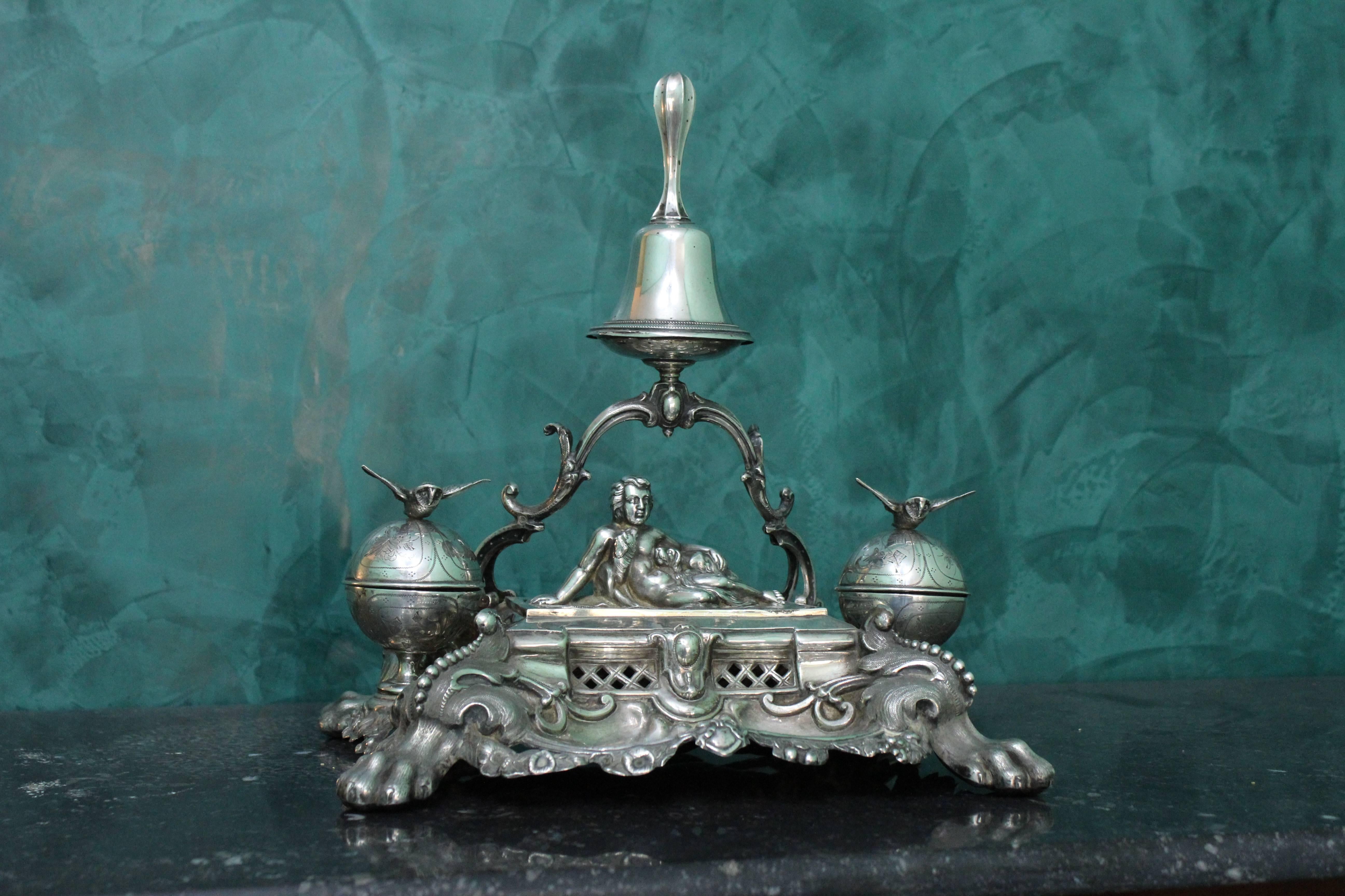 Dominikus Kott 19th Century German Silver Rococo Ink Stand, 1840s For Sale 5