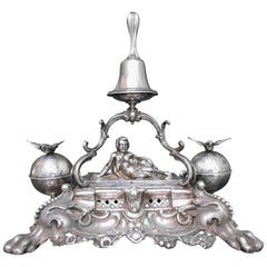 Dominikus Kott 19th Century German Silver Rococo Ink Stand, 1840s