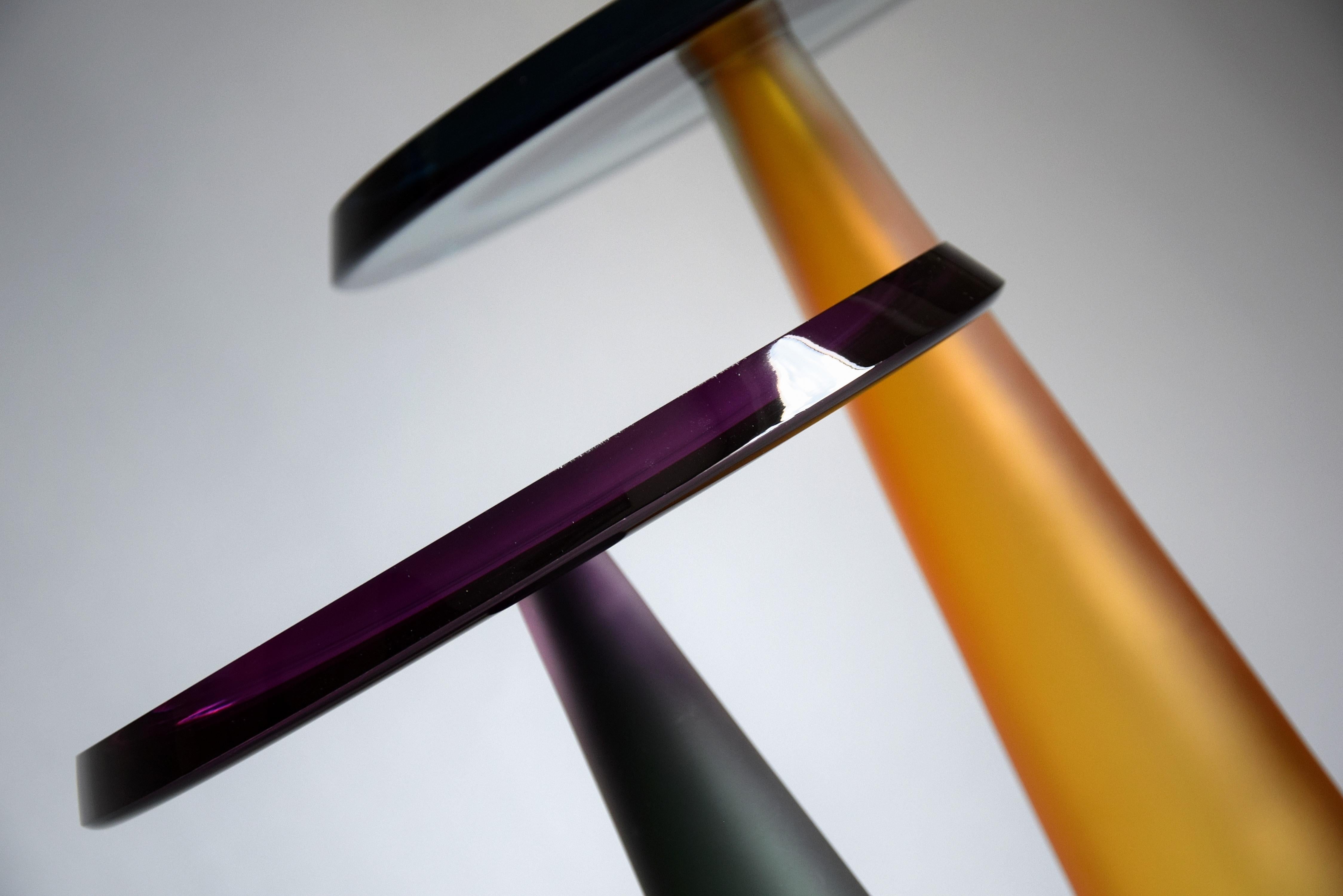 Dutch Dominio Contemporary Hand Blown Glass Side Table