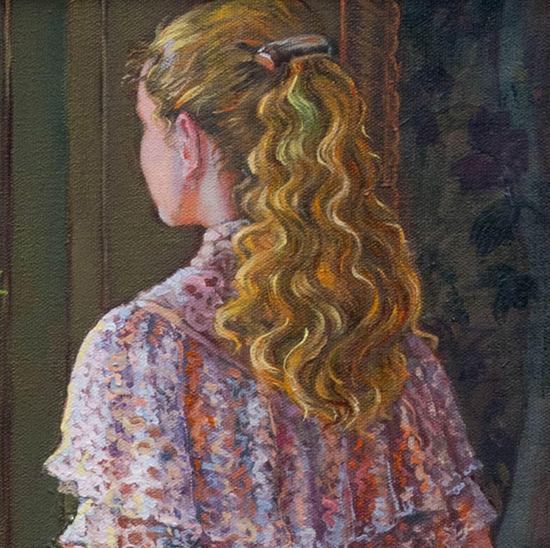 painting of girl looking out window