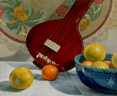 Still Life With Tambura, Painting, Oil on Canvas