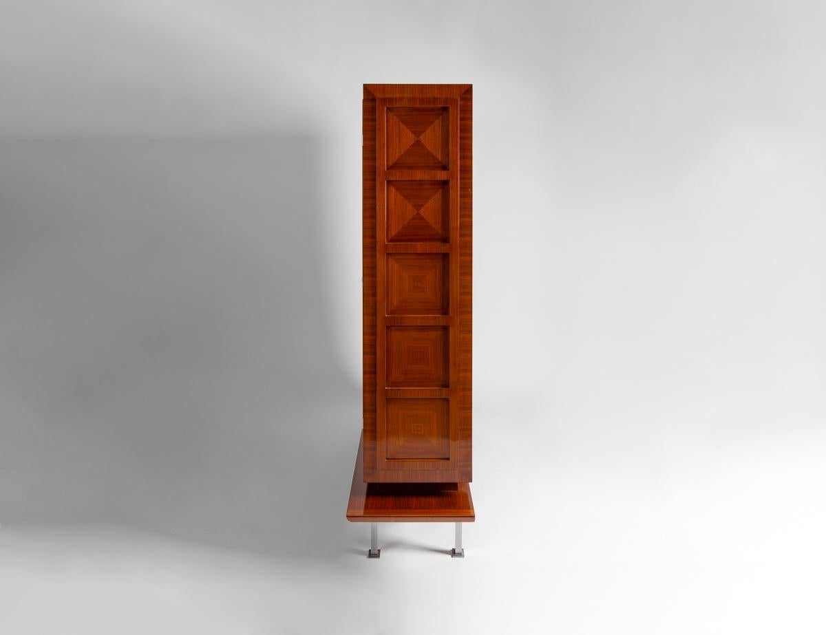 Dominique, Midcentury Mahogany and Steel Cabinet, France, circa 1955 In Good Condition In New York, NY