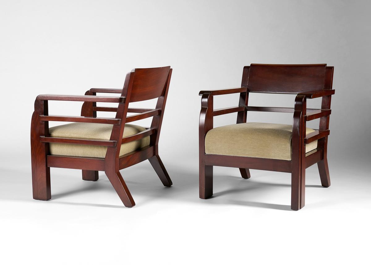 Dominique, André Domin & Marcel Genevrière, Coppia di poltrone, Francia, 1935 In condizioni buone in vendita a New York, NY